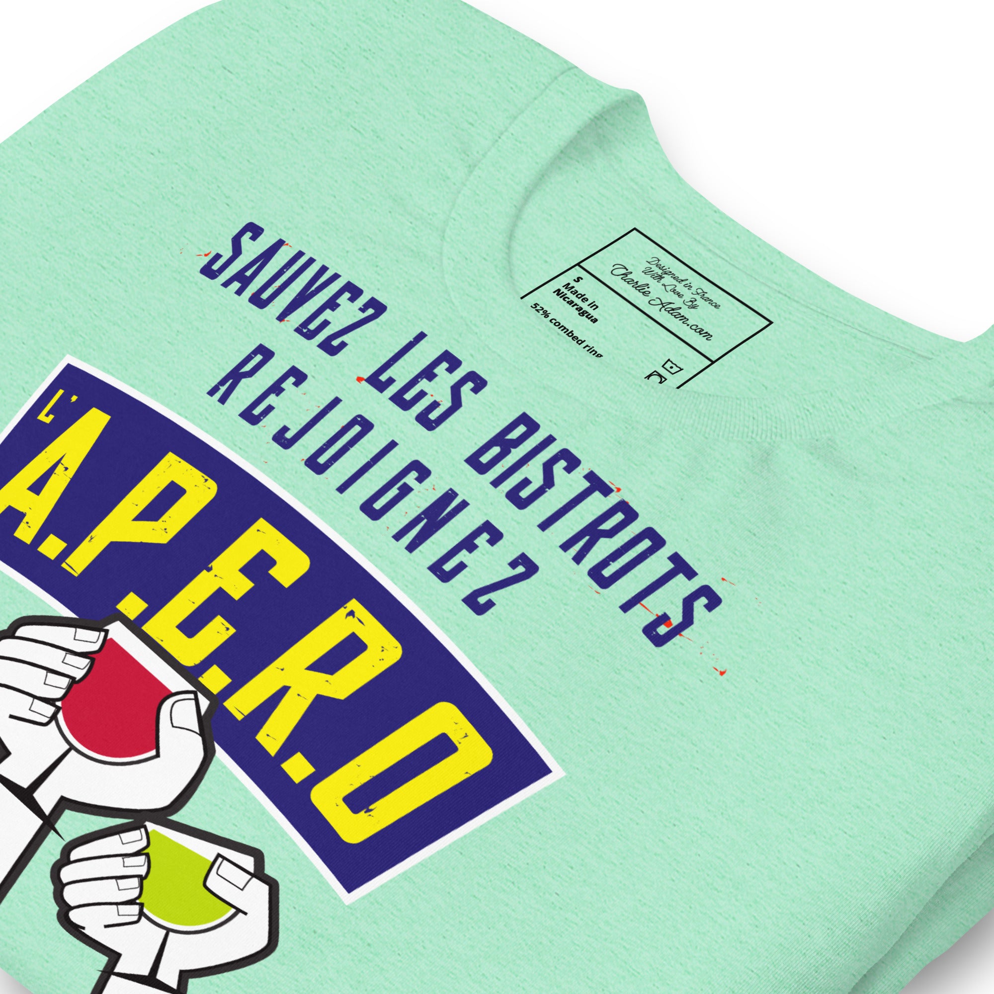 Unisex cotton t-shirt Sauvez les Bistrots, rejoignez l'Apéro on light heather colors