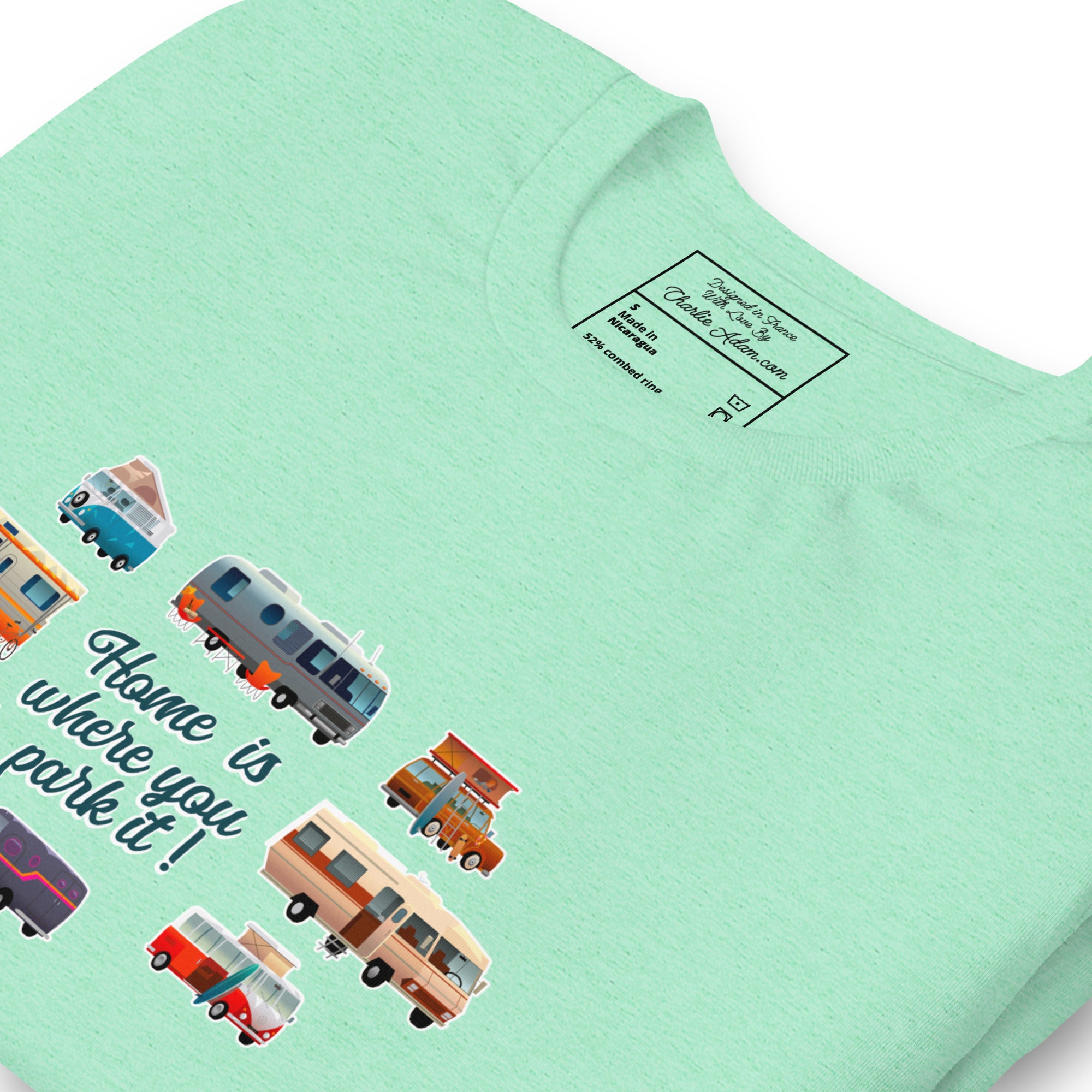 T-shirt en coton unisexe Square Vintage Campers sur couleurs chinées claires