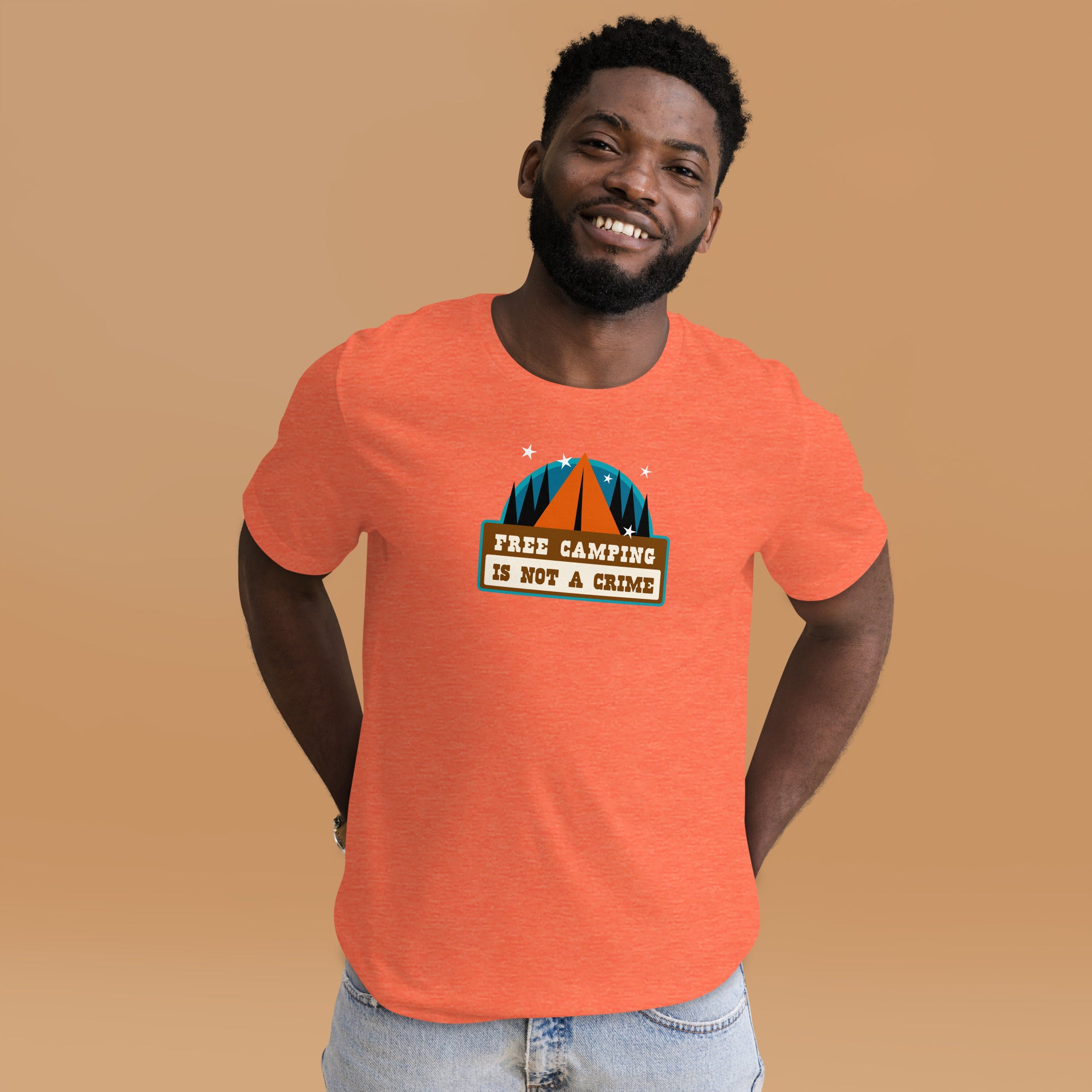 Unisex t-shirt Free camping is not a crime on bright heather colors