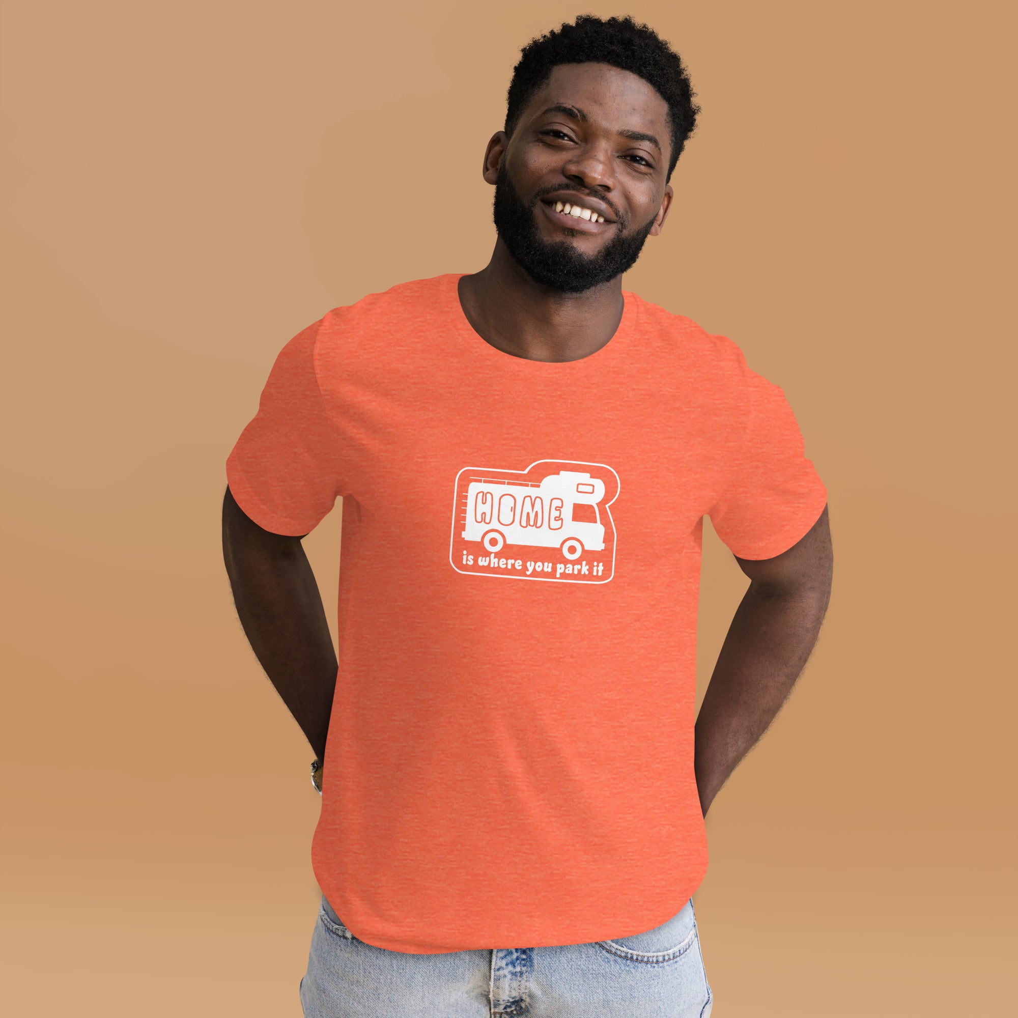 Unisex cotton t-shirt Bold Camper Van on bright heather colors