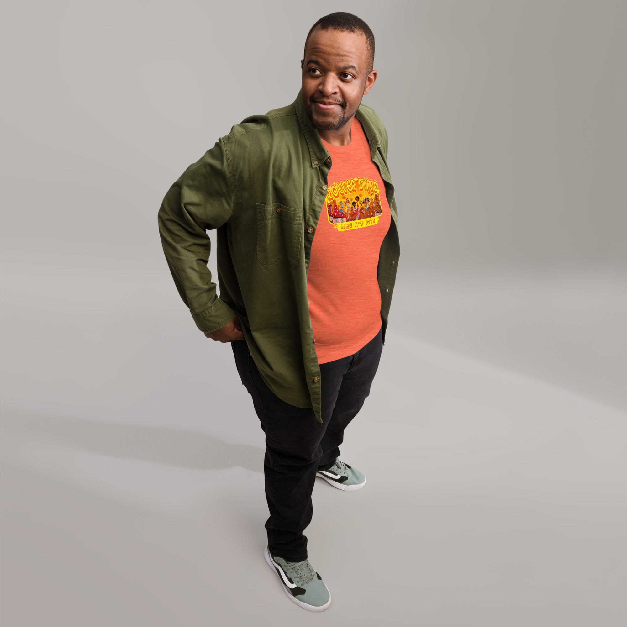 T-shirt en coton unisexe Roller Disco 1975 sur couleurs vives