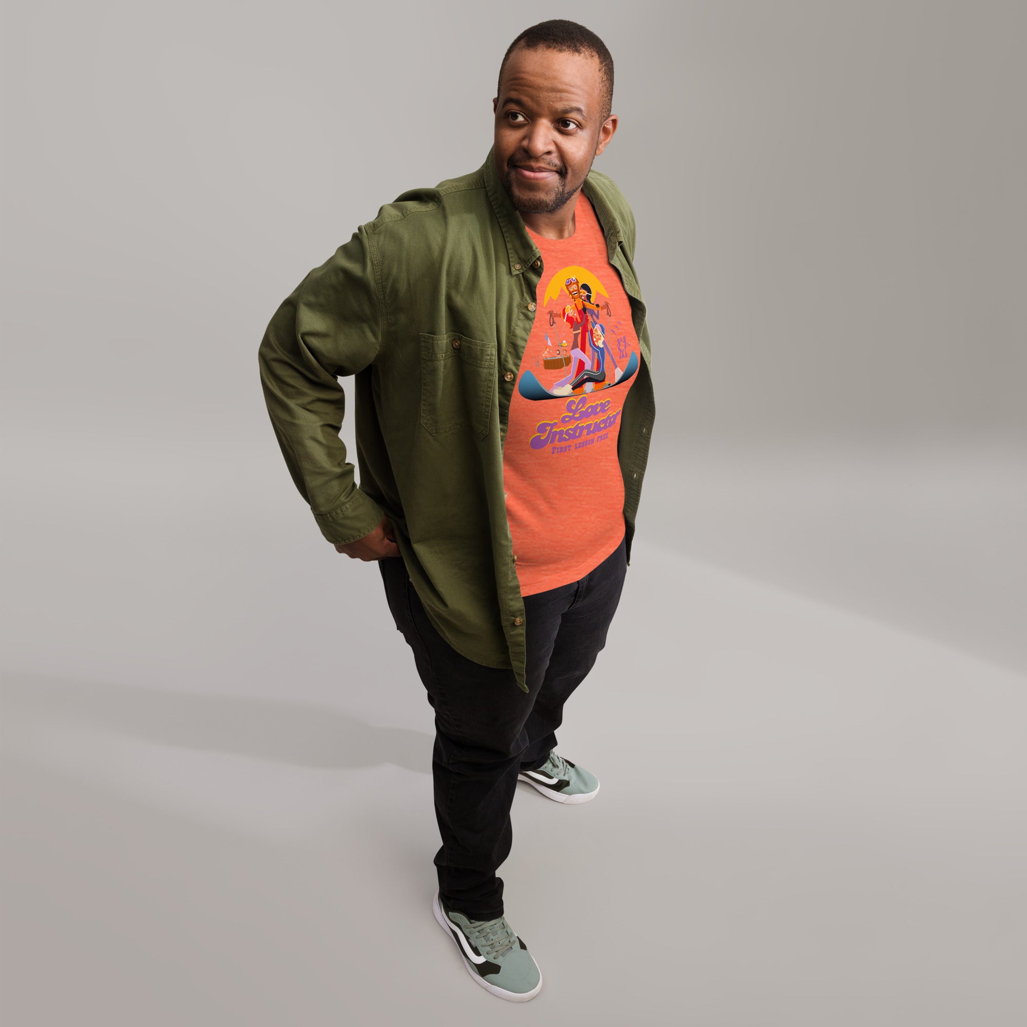 T-shirt en coton unisexe Love instructor First lesson free sur couleurs chinées claires