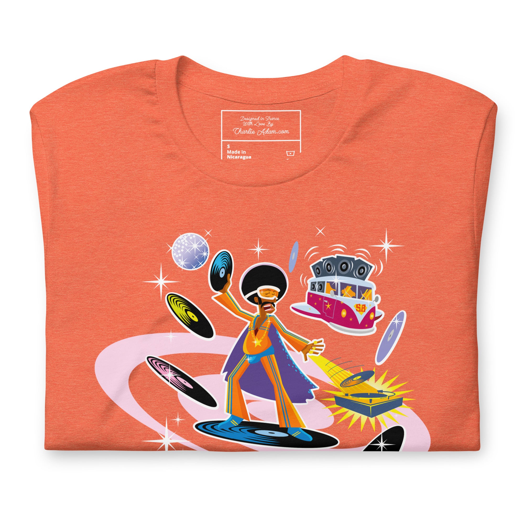 T-shirt en coton unisexe Superboogieman saves the party sur couleurs chinées vives