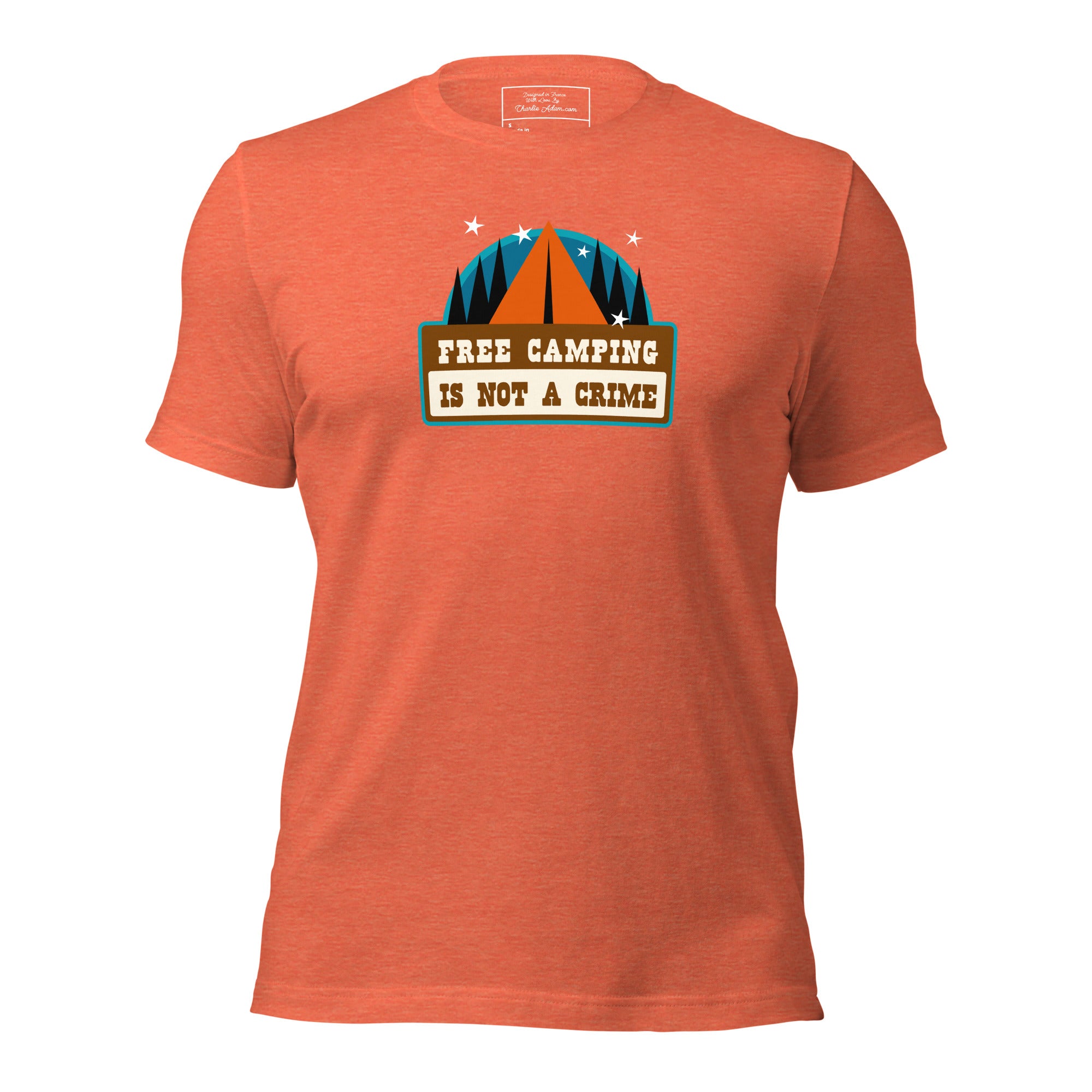Unisex t-shirt Free camping is not a crime on bright heather colors