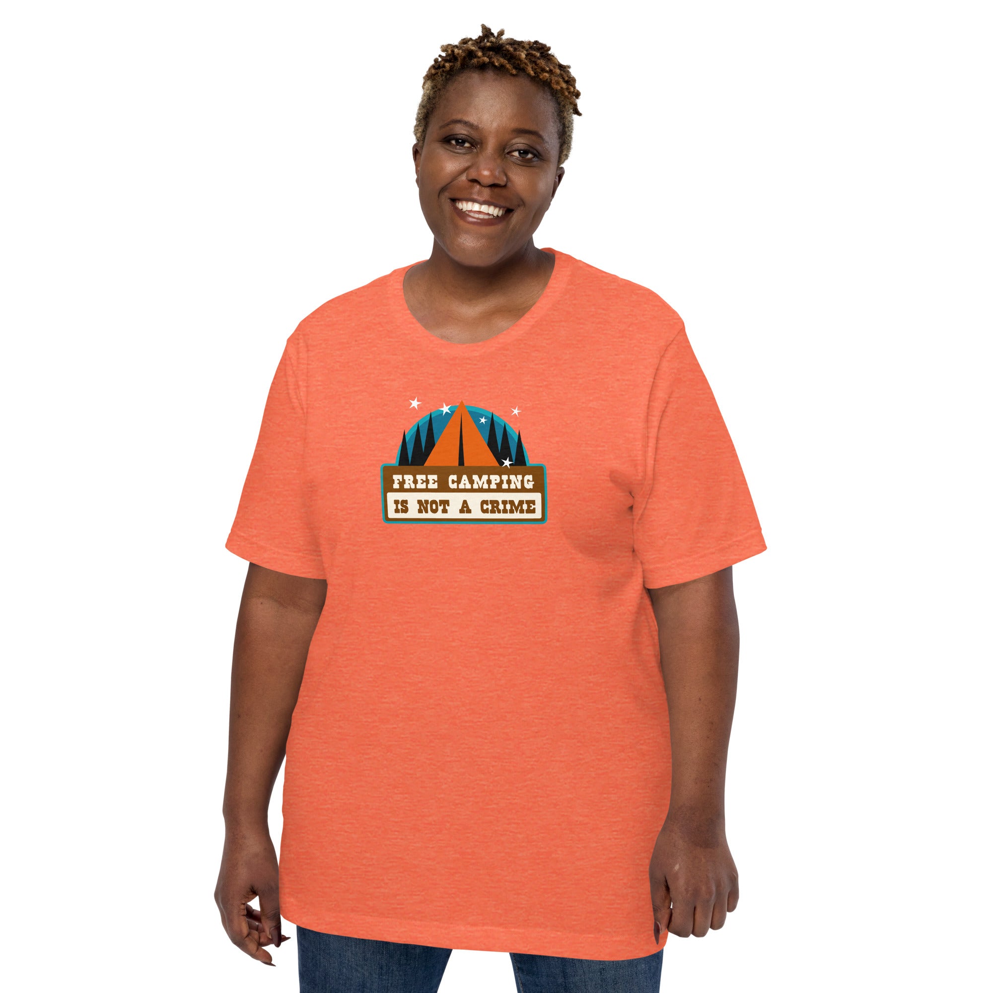 Unisex t-shirt Free camping is not a crime on bright heather colors