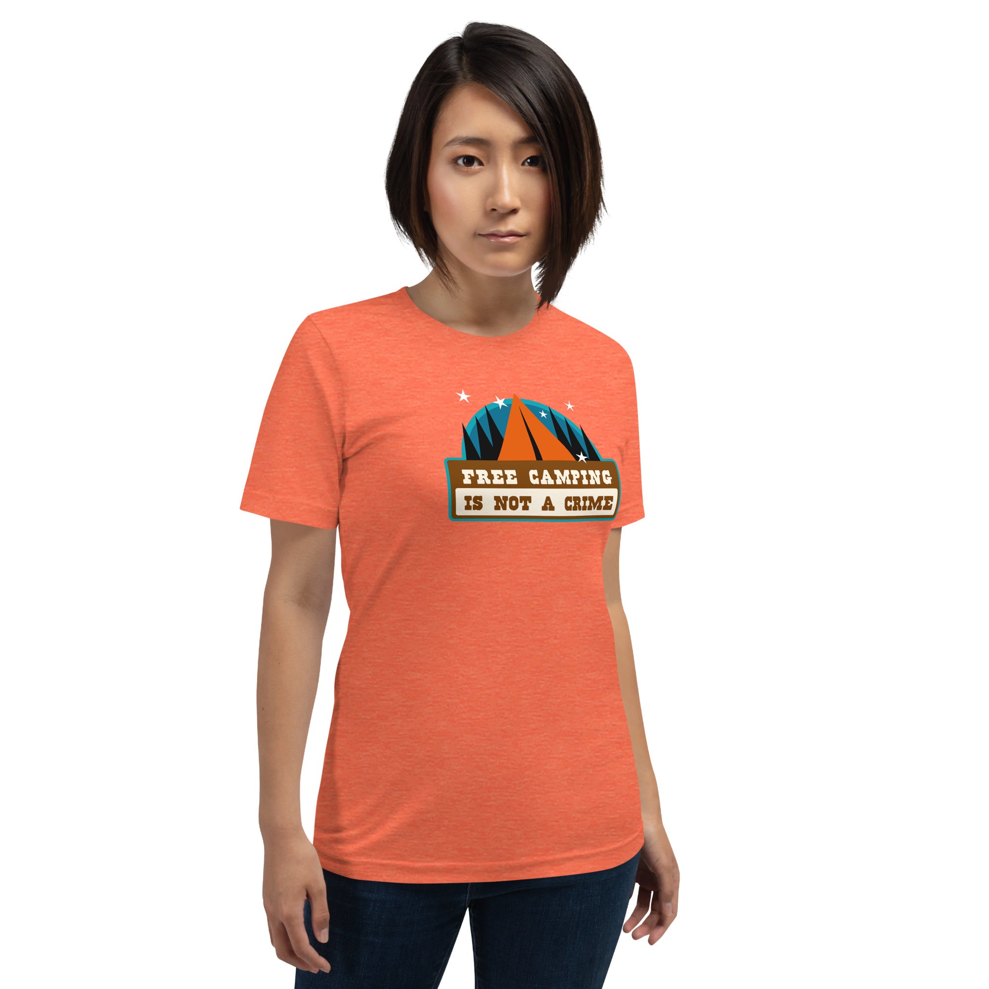 Unisex t-shirt Free camping is not a crime on bright heather colors