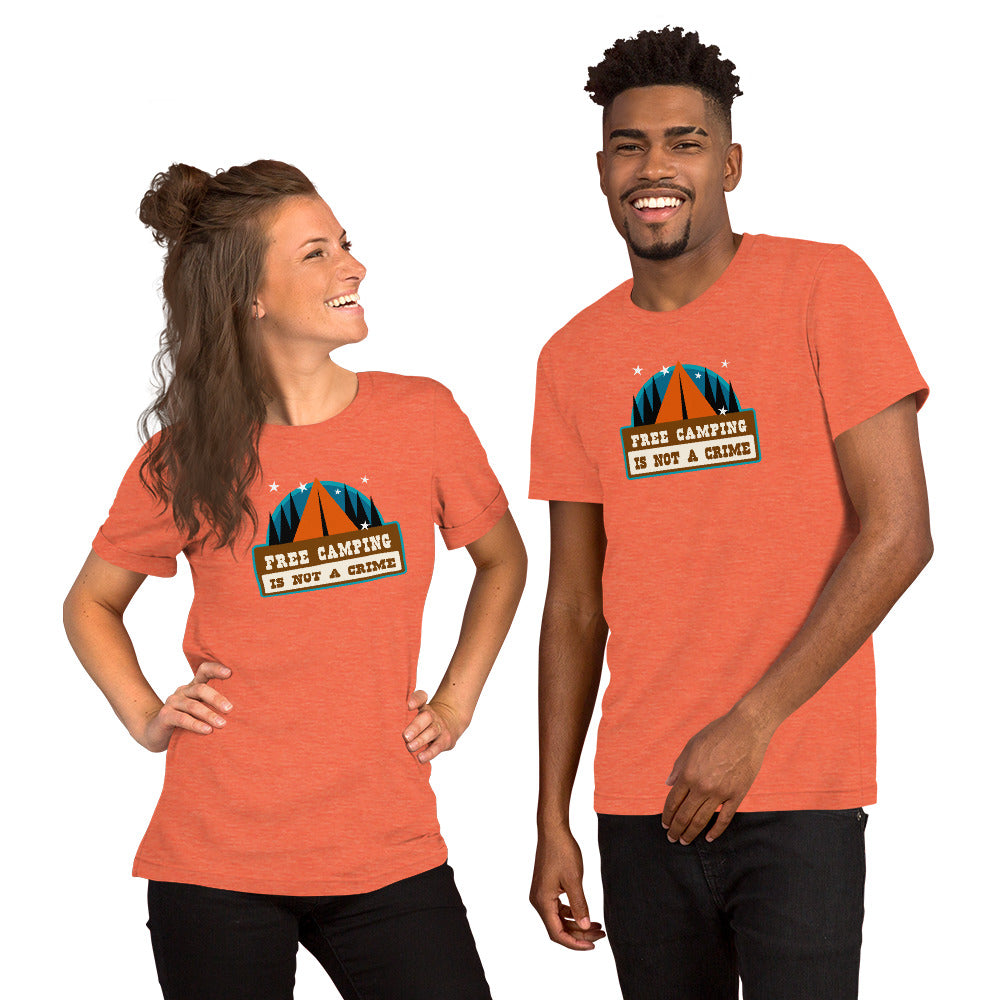 Unisex t-shirt Free camping is not a crime on bright heather colors