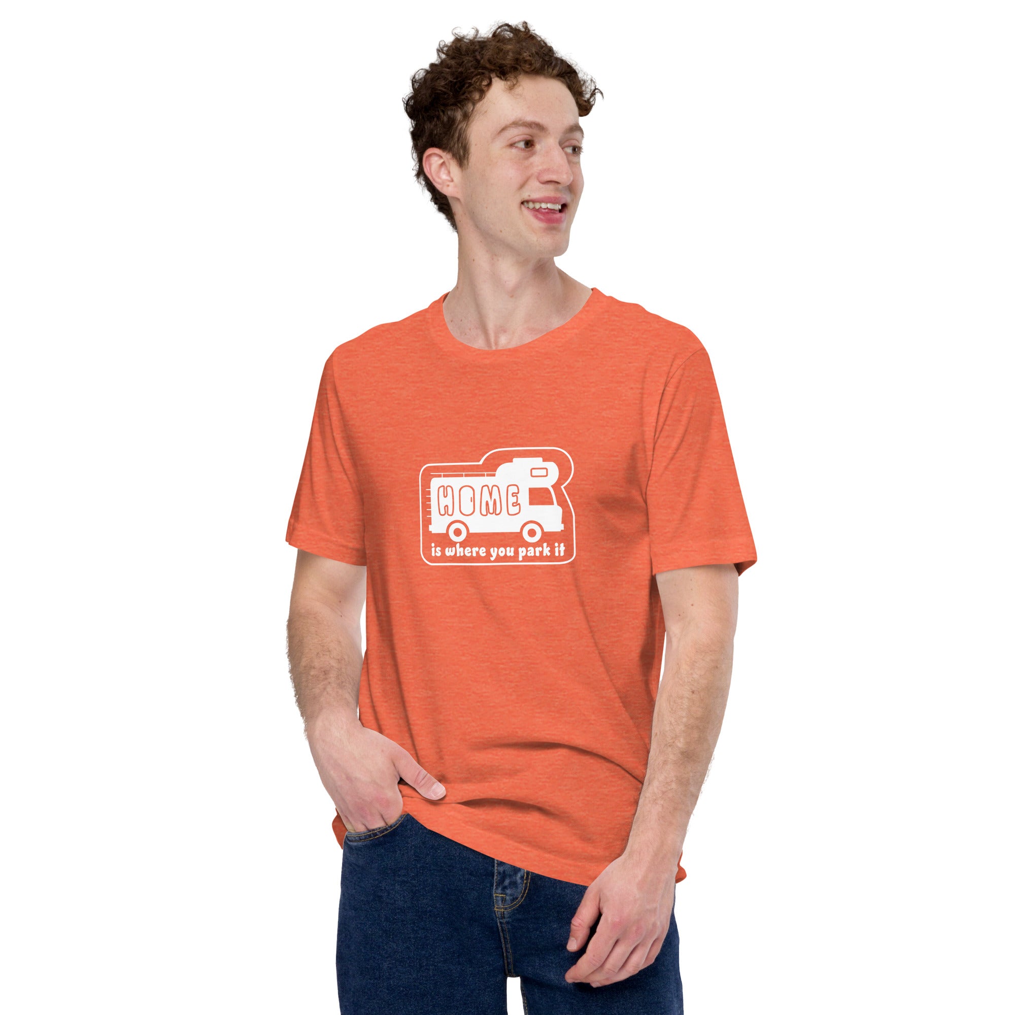 Unisex cotton t-shirt Bold Camper Van on bright heather colors