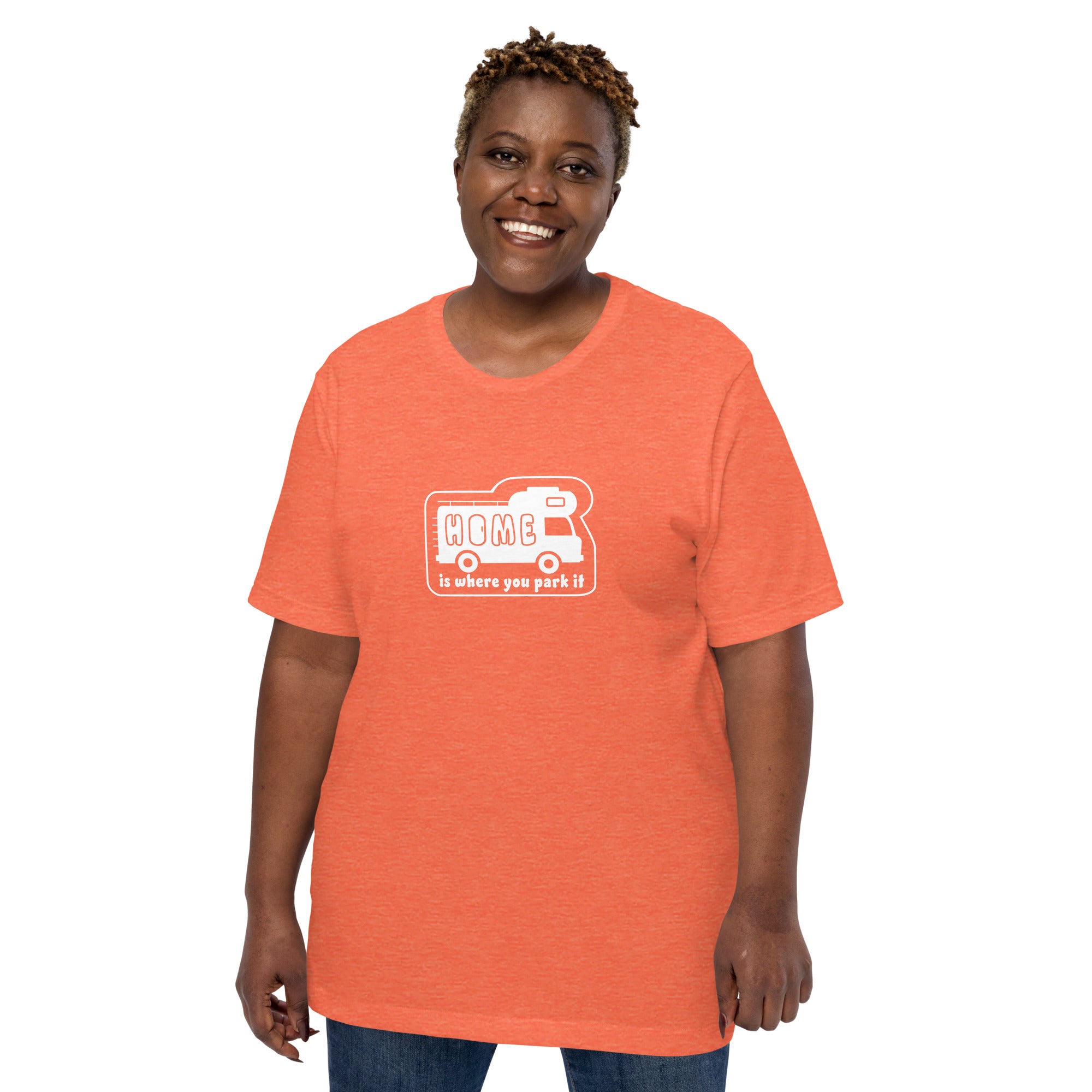 Unisex cotton t-shirt Bold Camper Van on bright heather colors