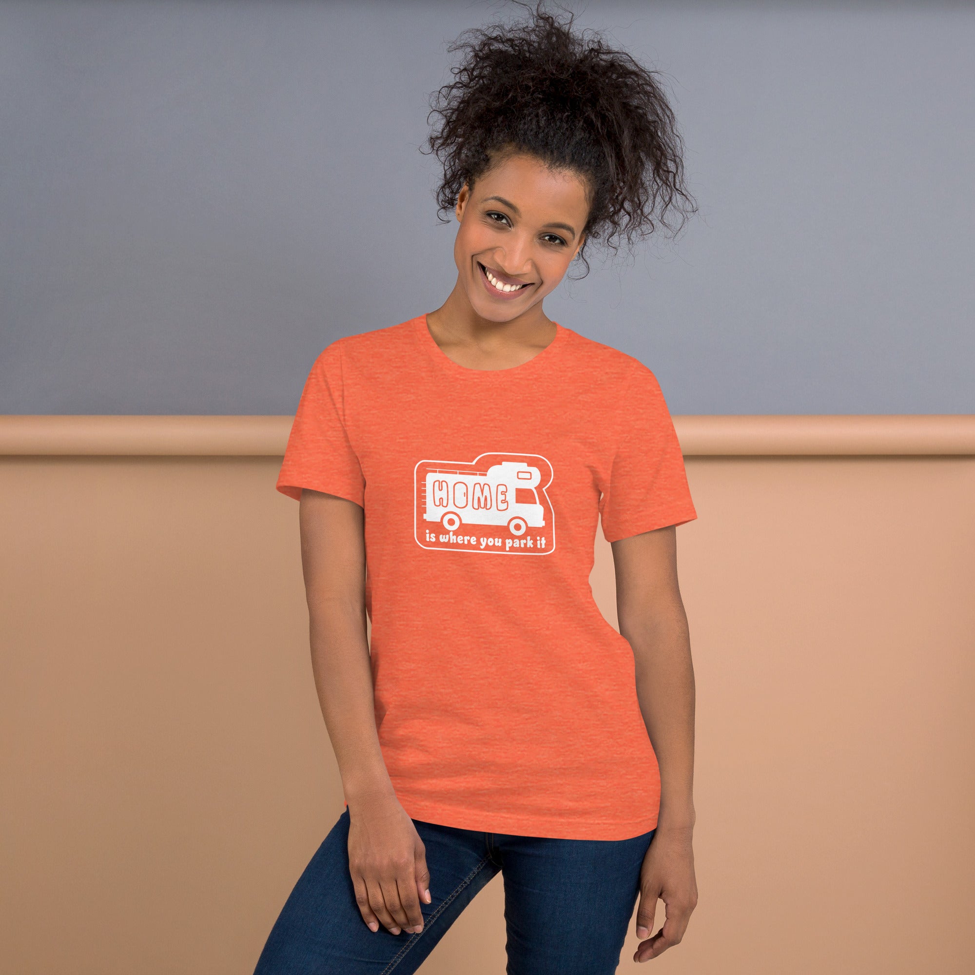 Unisex cotton t-shirt Bold Camper Van on bright heather colors