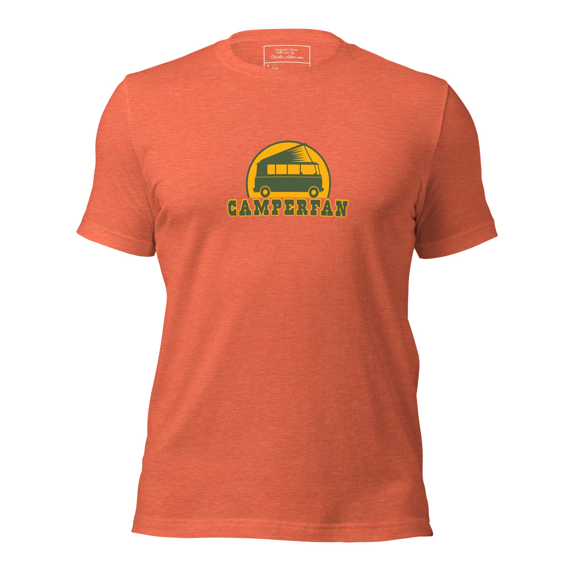 Unisex t-shirt Camperfan on bright heather colors