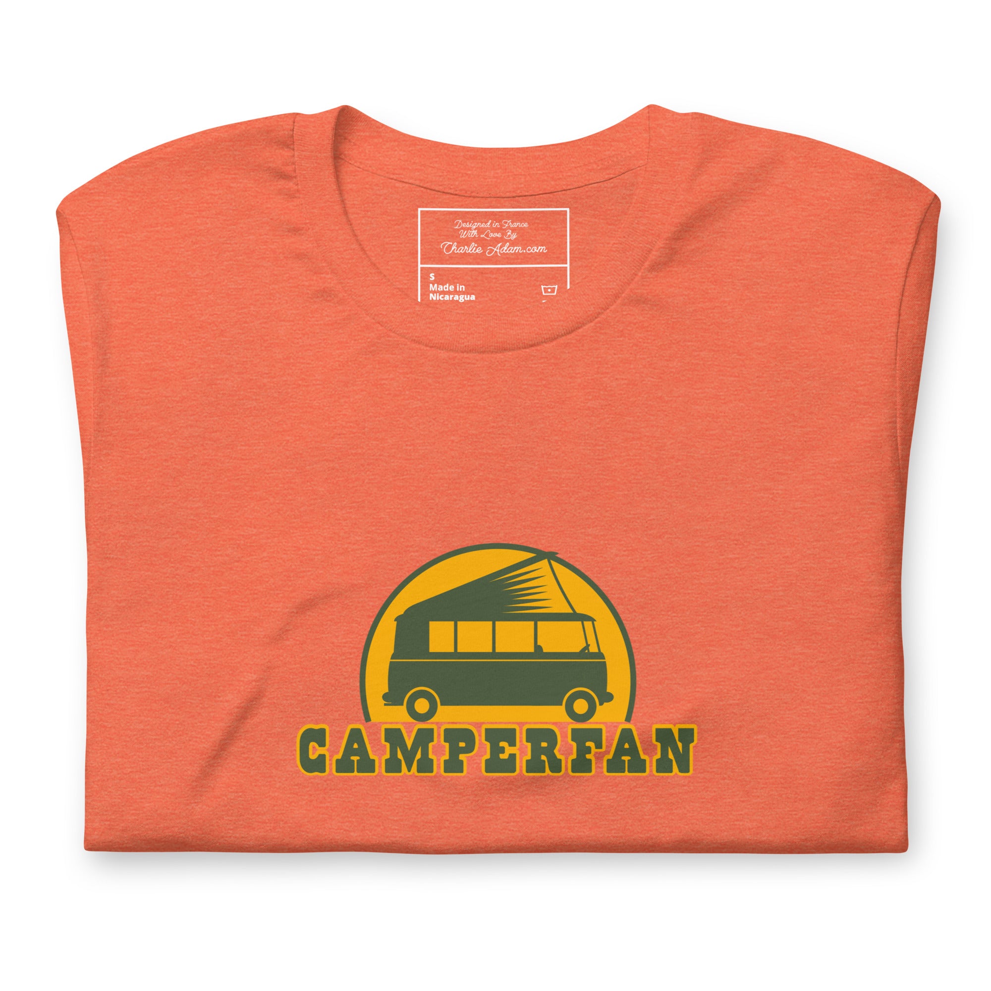 Unisex t-shirt Camperfan on bright heather colors