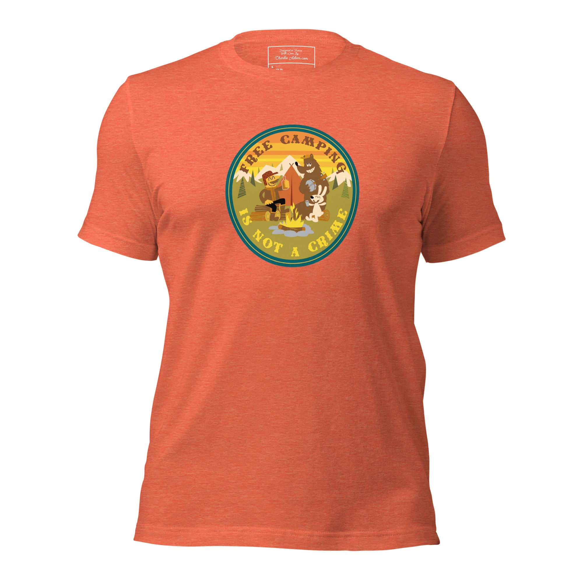 Unisex t-shirt Free camping is not a crime on bright heather colors