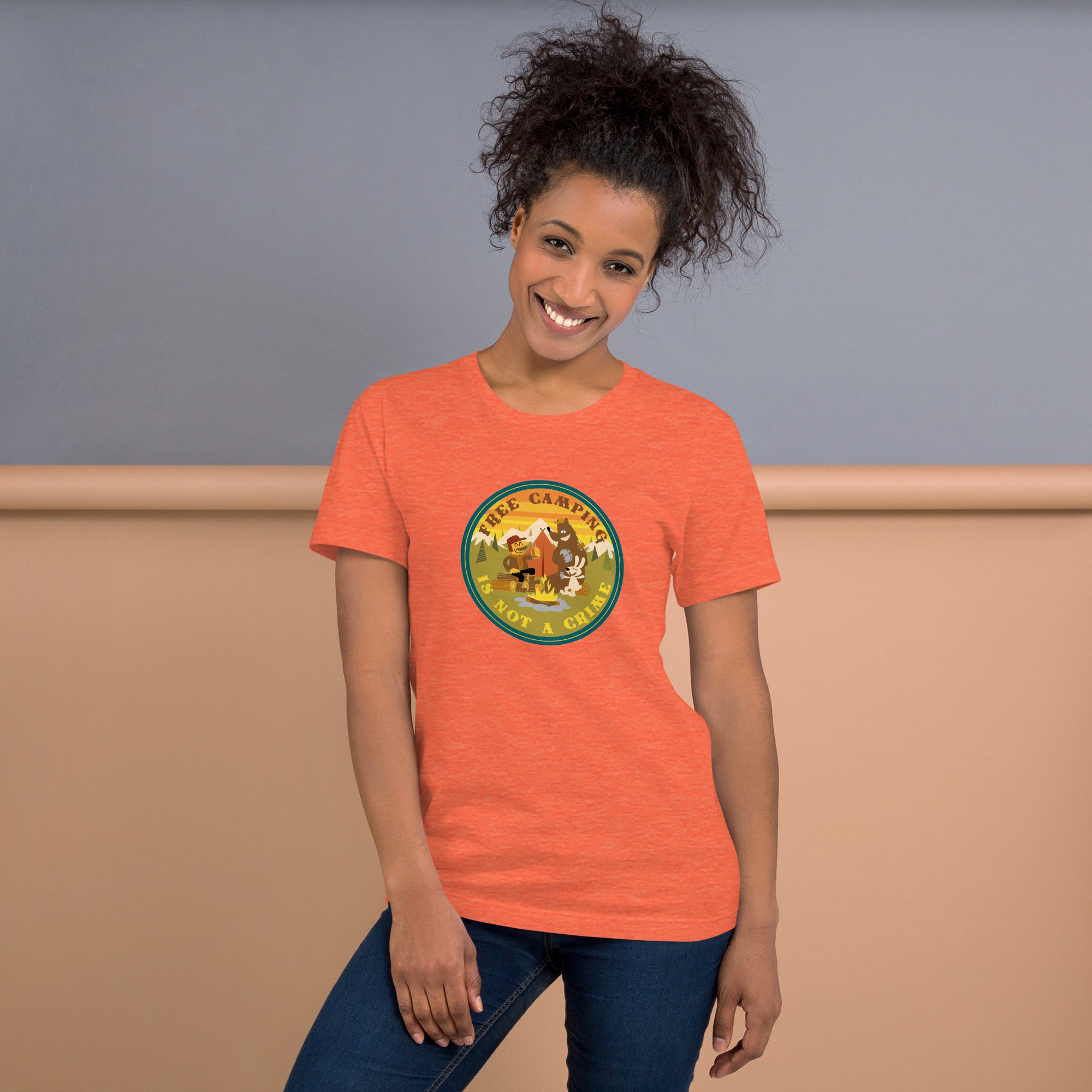 Unisex t-shirt Free camping is not a crime on bright heather colors