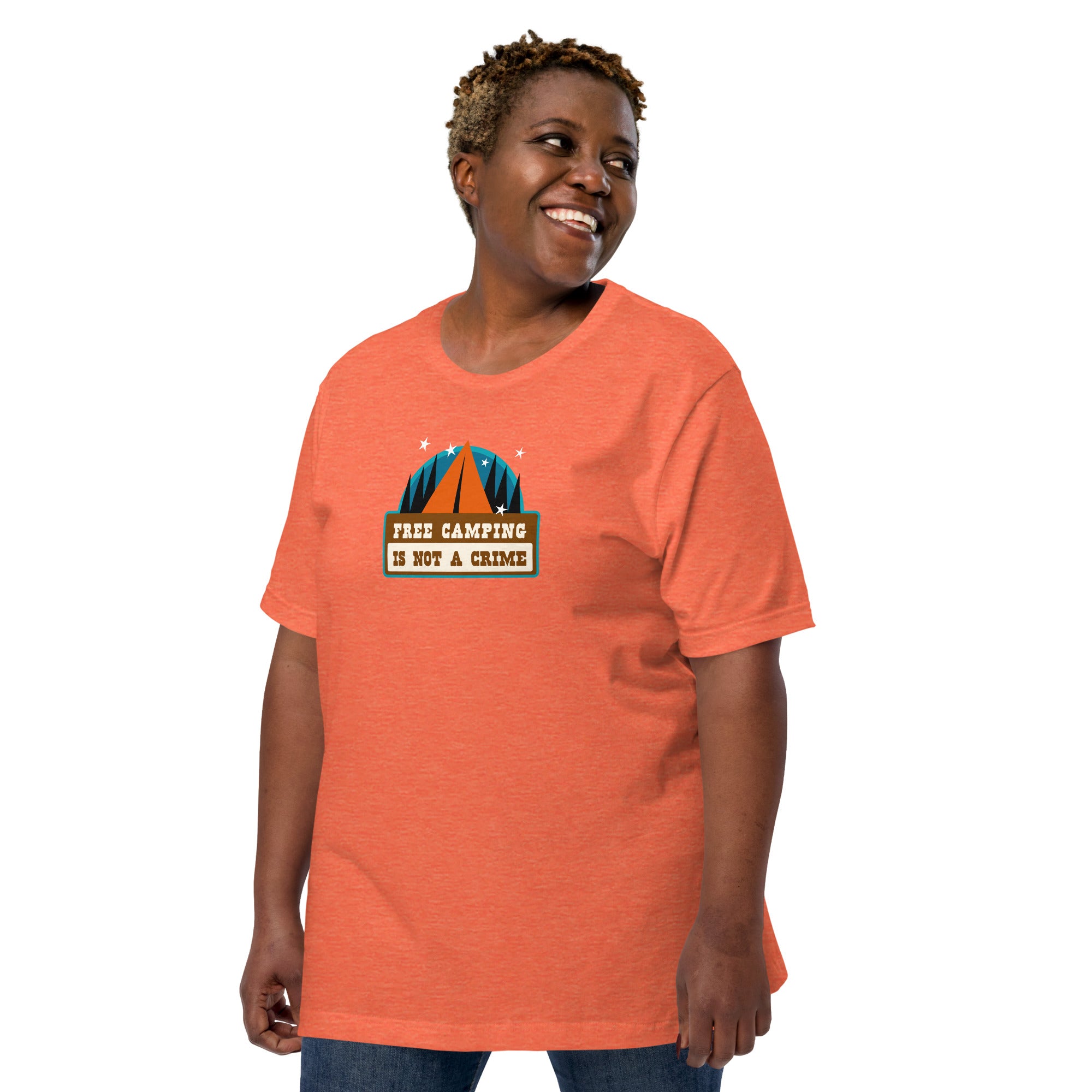 Unisex t-shirt Free camping is not a crime on bright heather colors