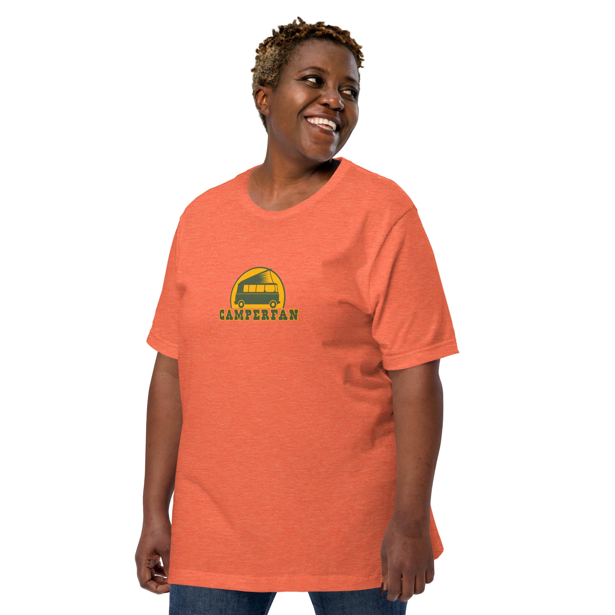 Unisex t-shirt Camperfan on bright heather colors