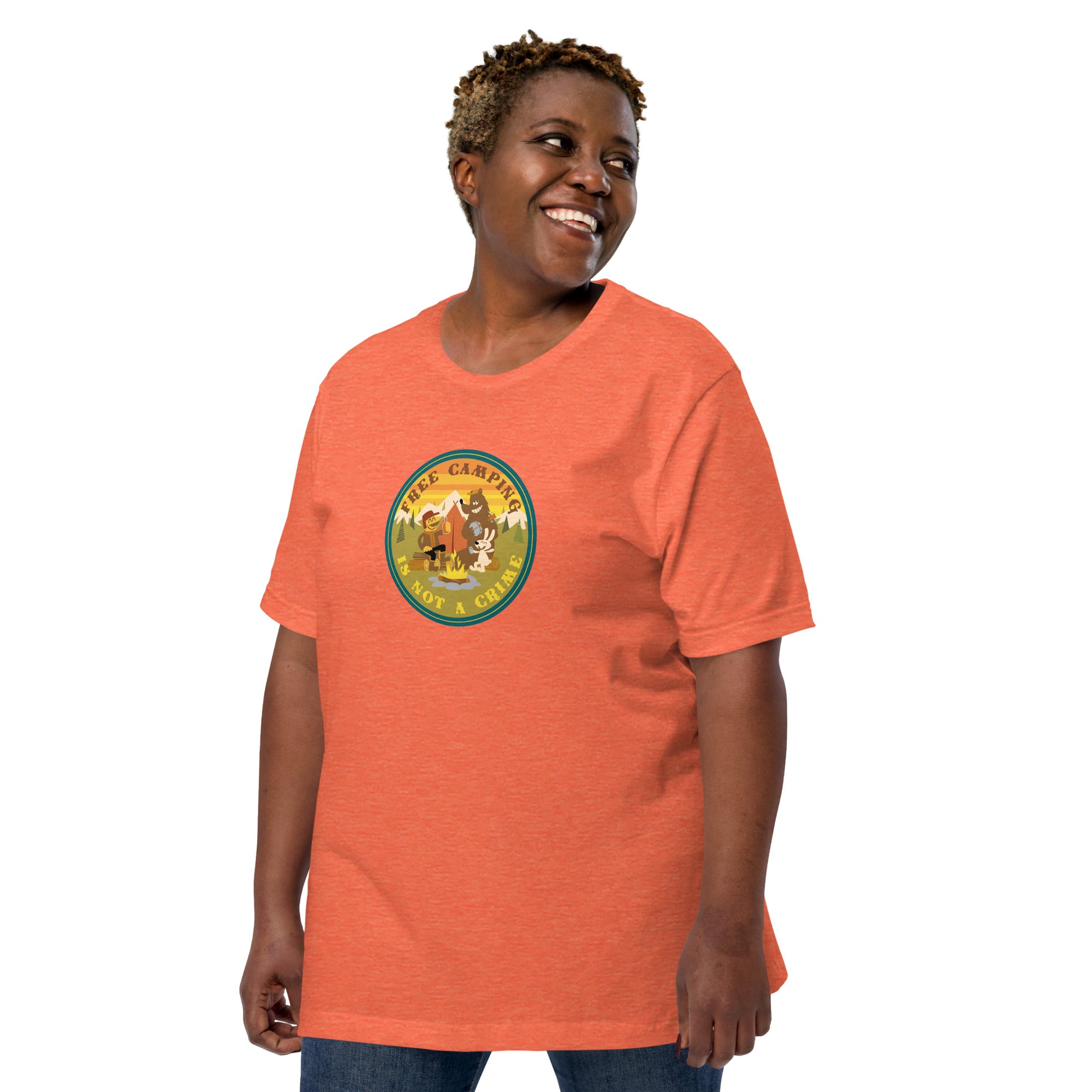 Unisex t-shirt Free camping is not a crime on bright heather colors