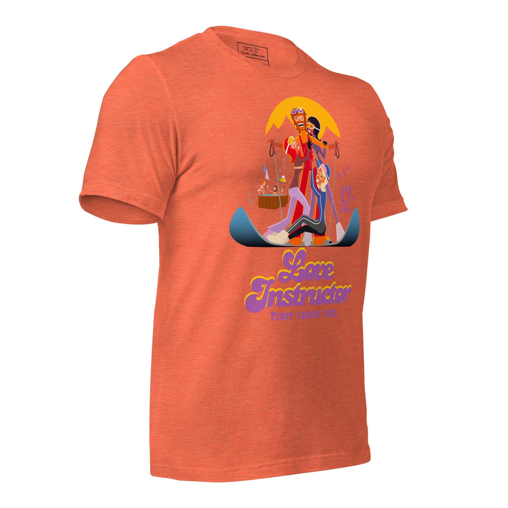 T-shirt en coton unisexe Love instructor First lesson free sur couleurs chinées claires