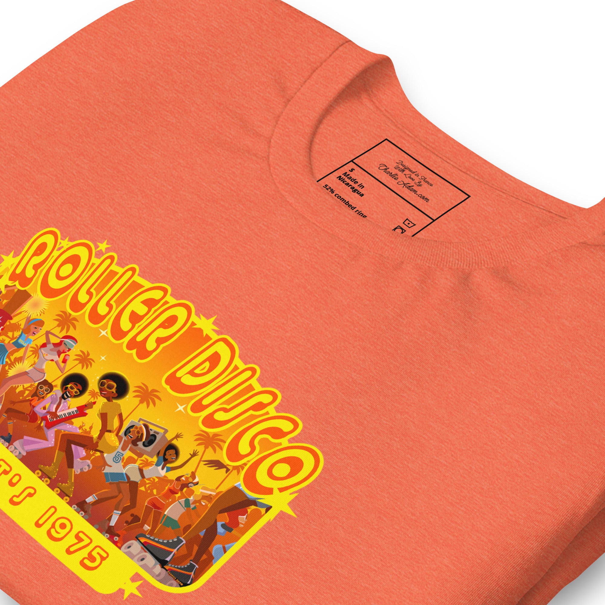 T-shirt en coton unisexe Roller Disco 1975 sur couleurs vives