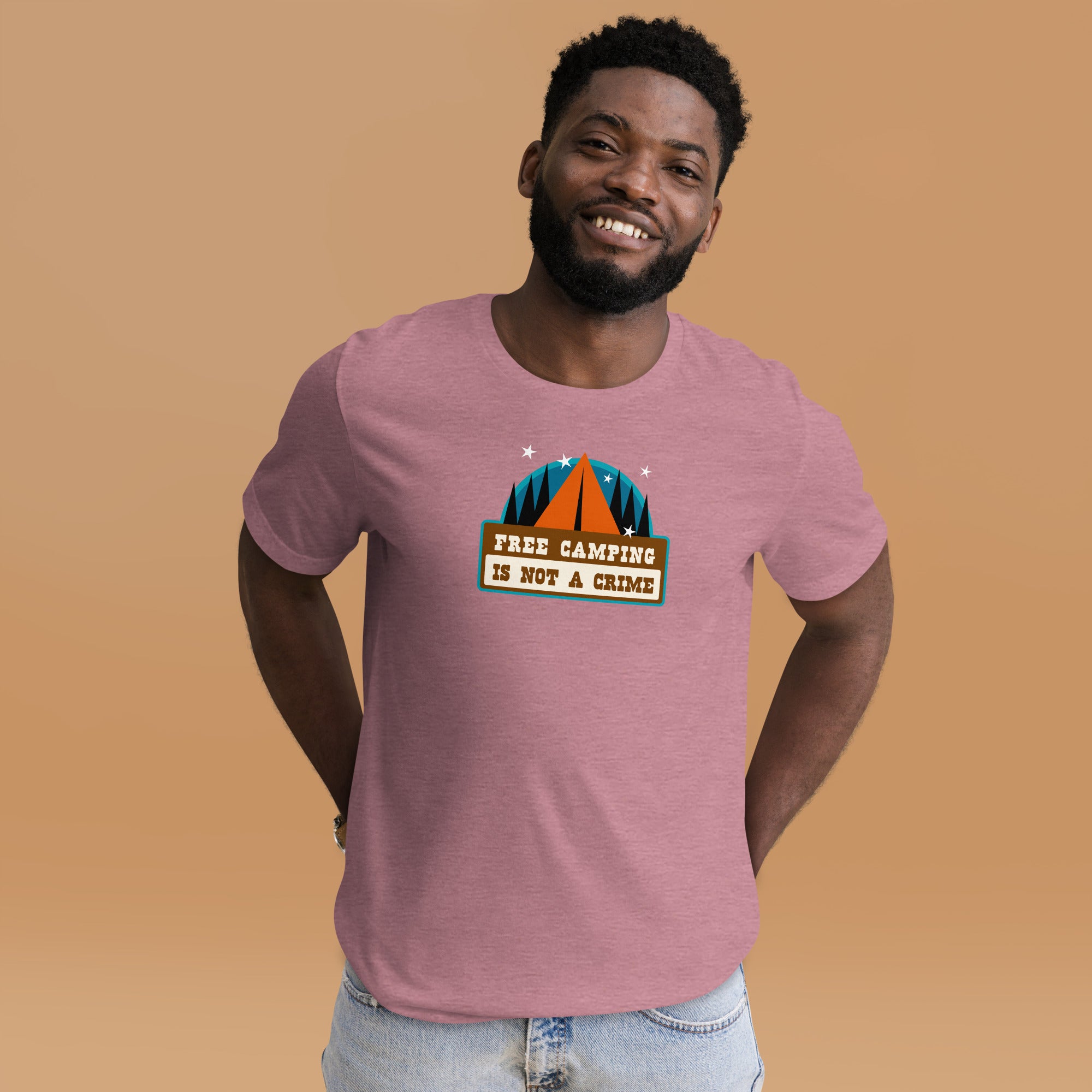 Unisex t-shirt Free camping is not a crime on bright heather colors