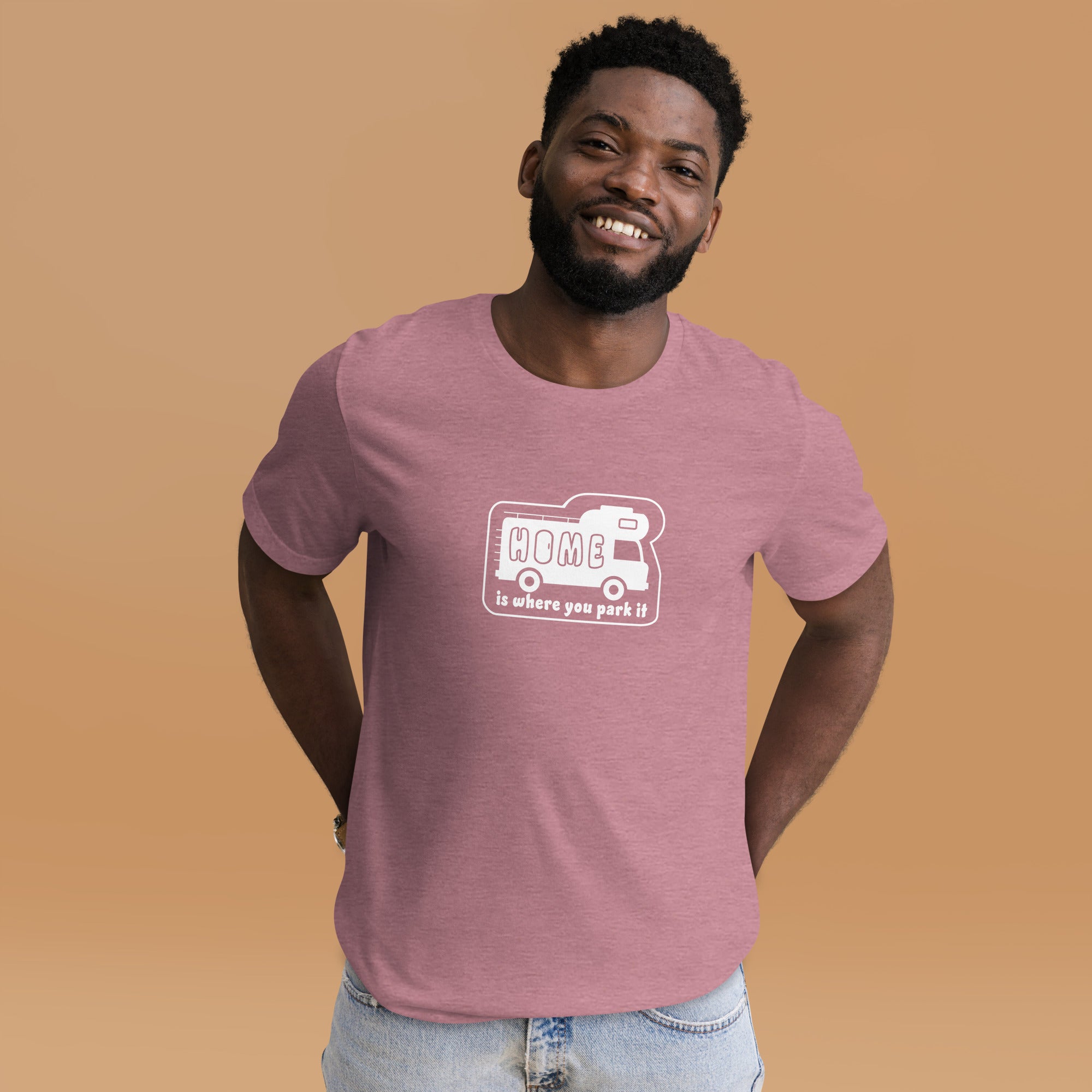 Unisex cotton t-shirt Bold Camper Van on bright heather colors
