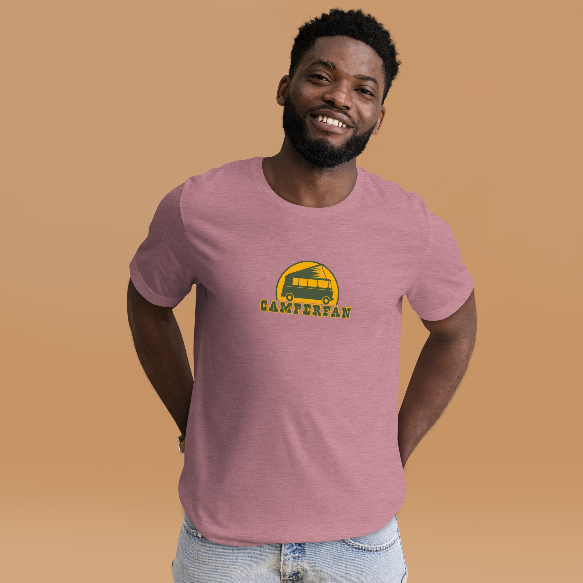 Unisex t-shirt Camperfan on bright heather colors