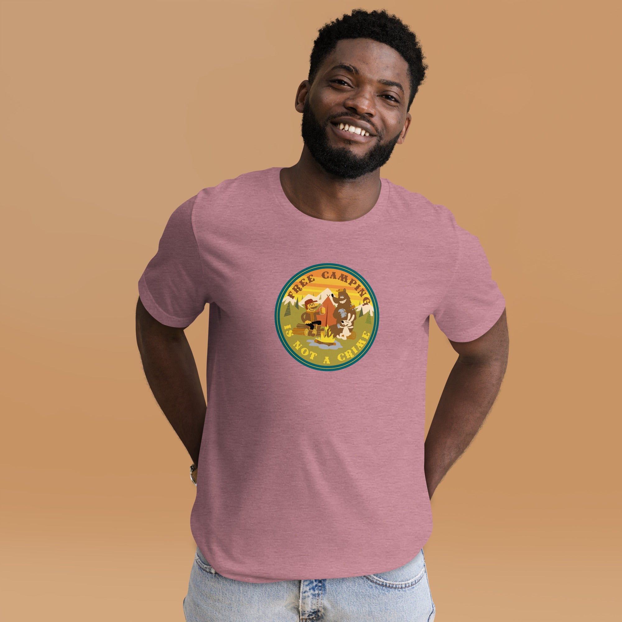 Unisex t-shirt Free camping is not a crime on bright heather colors