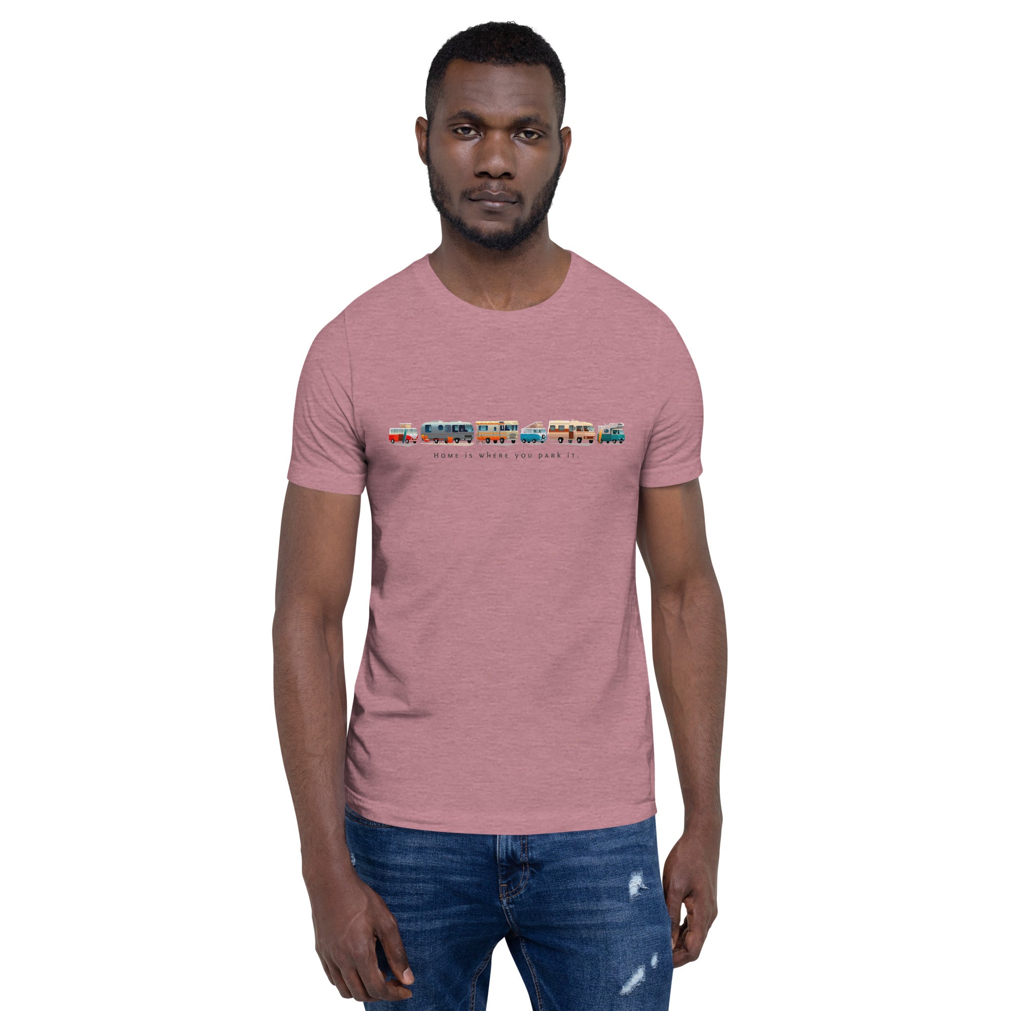 T-shirt en coton unisexe Vintage Campers: Home is where you park it sur couleurs chinées vives