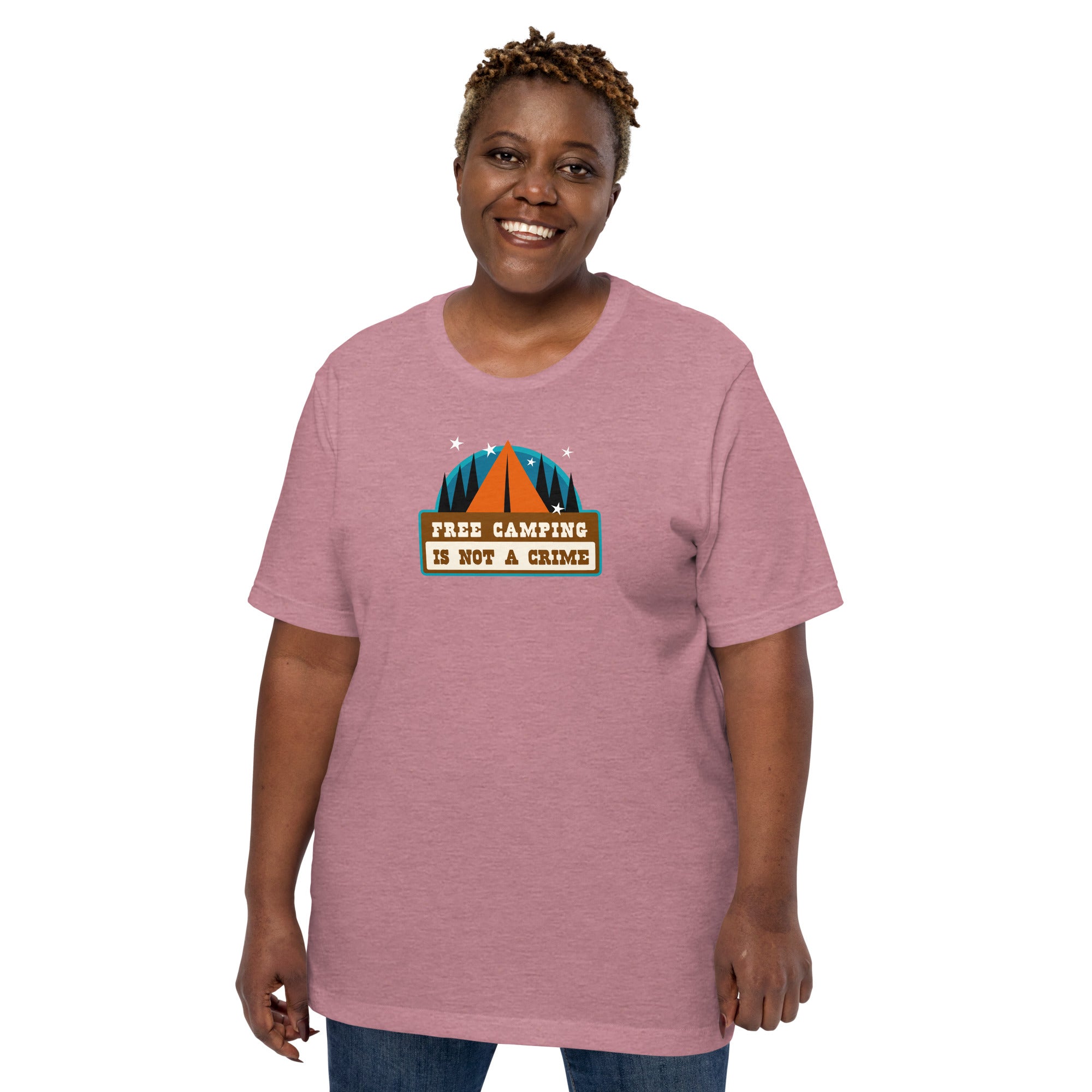 Unisex t-shirt Free camping is not a crime on bright heather colors