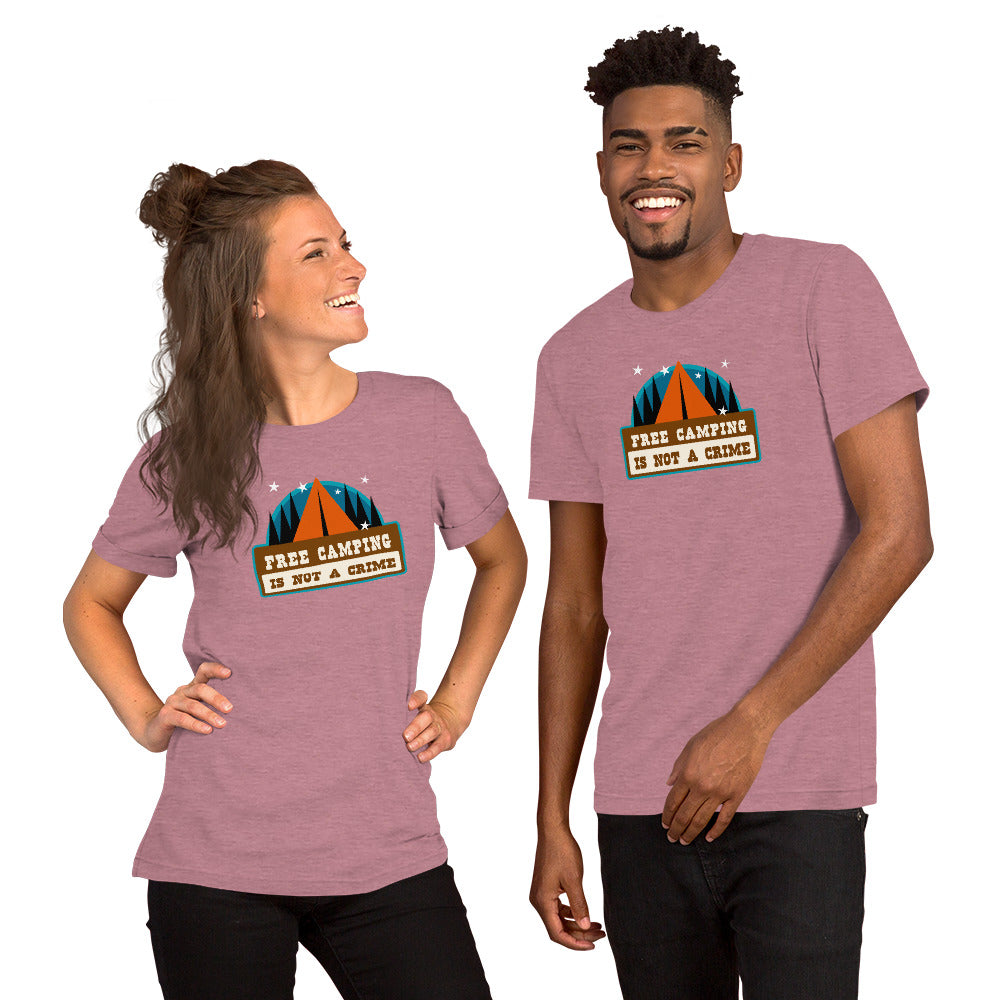 Unisex t-shirt Free camping is not a crime on bright heather colors