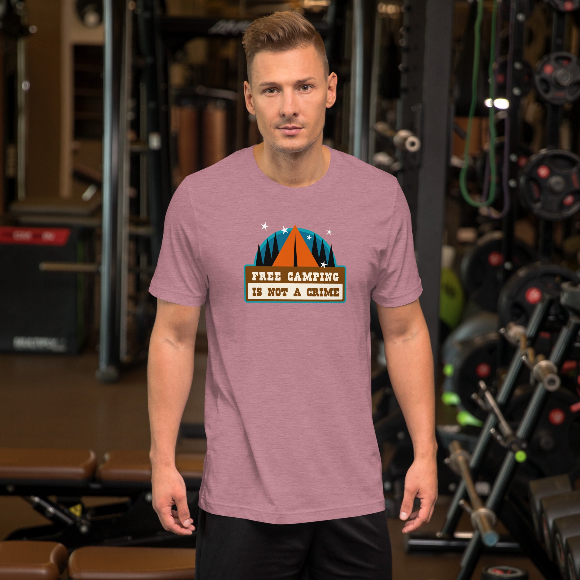 Unisex t-shirt Free camping is not a crime on bright heather colors