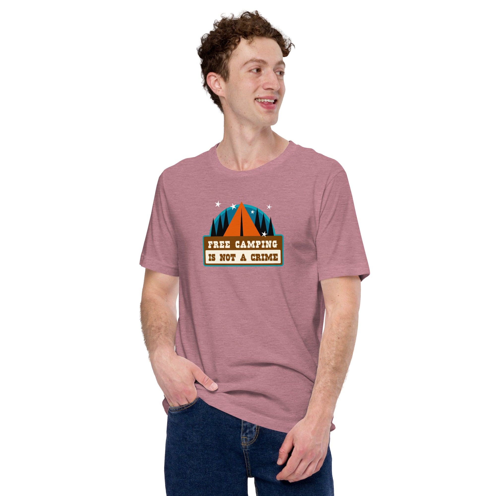 Unisex t-shirt Free camping is not a crime on bright heather colors