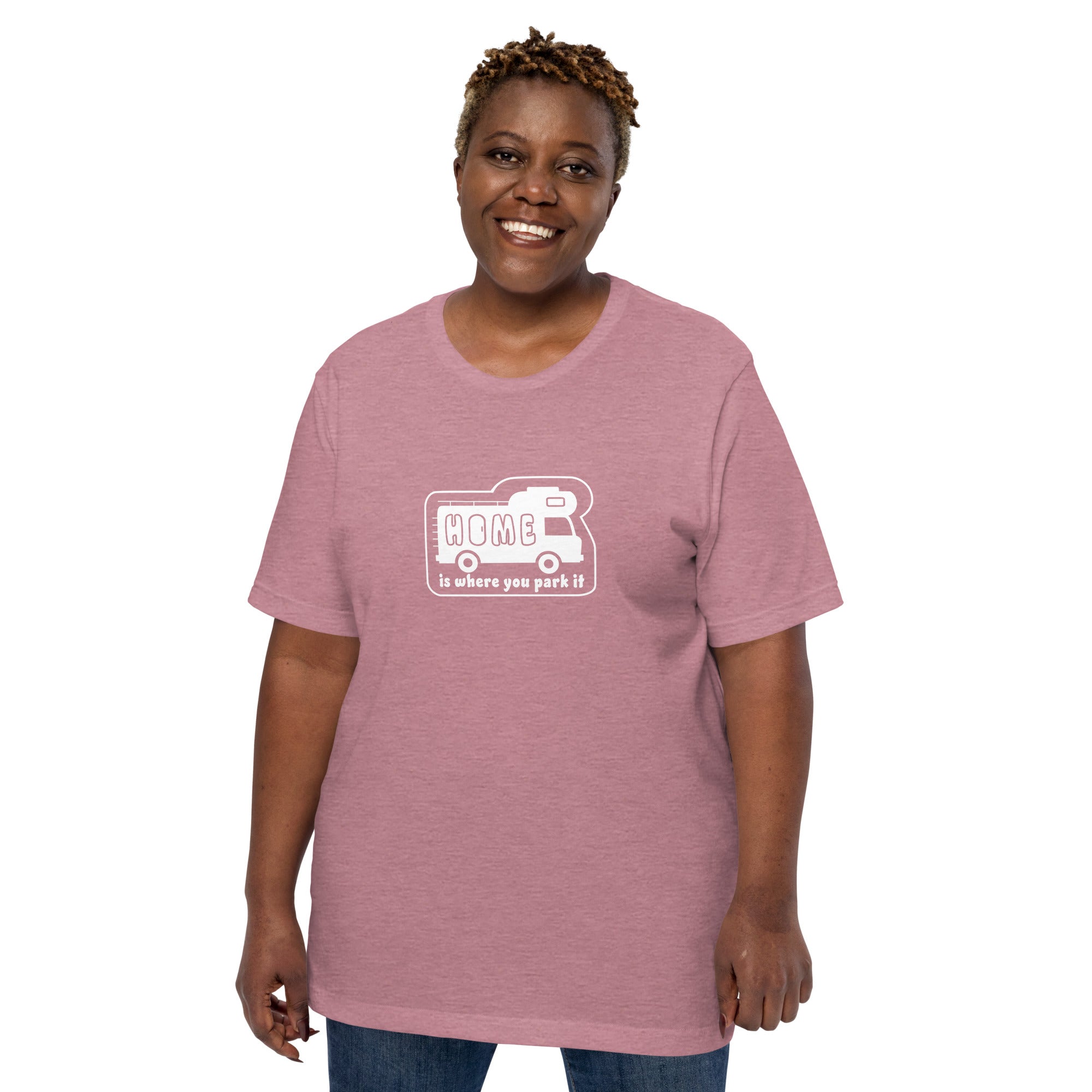 Unisex cotton t-shirt Bold Camper Van on bright heather colors
