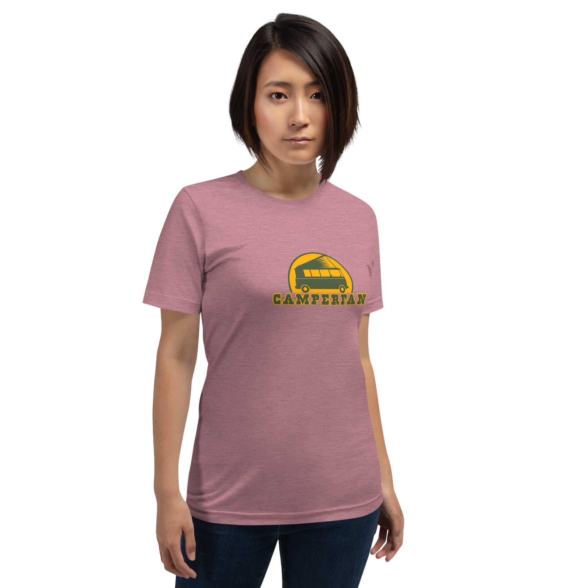 Unisex t-shirt Camperfan on bright heather colors