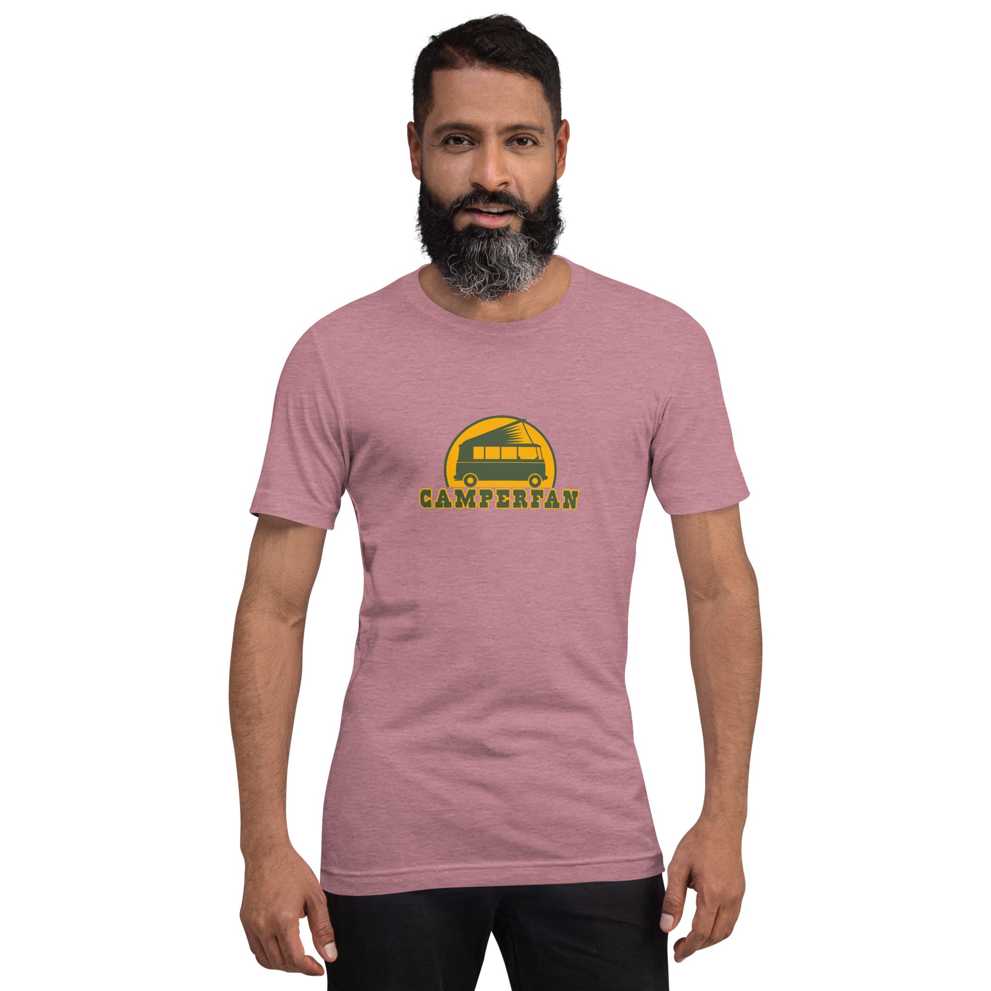 Unisex t-shirt Camperfan on bright heather colors