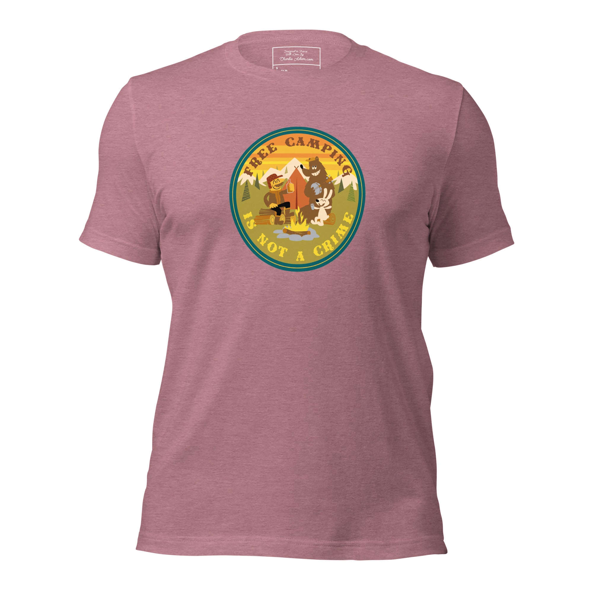 Unisex t-shirt Free camping is not a crime on bright heather colors