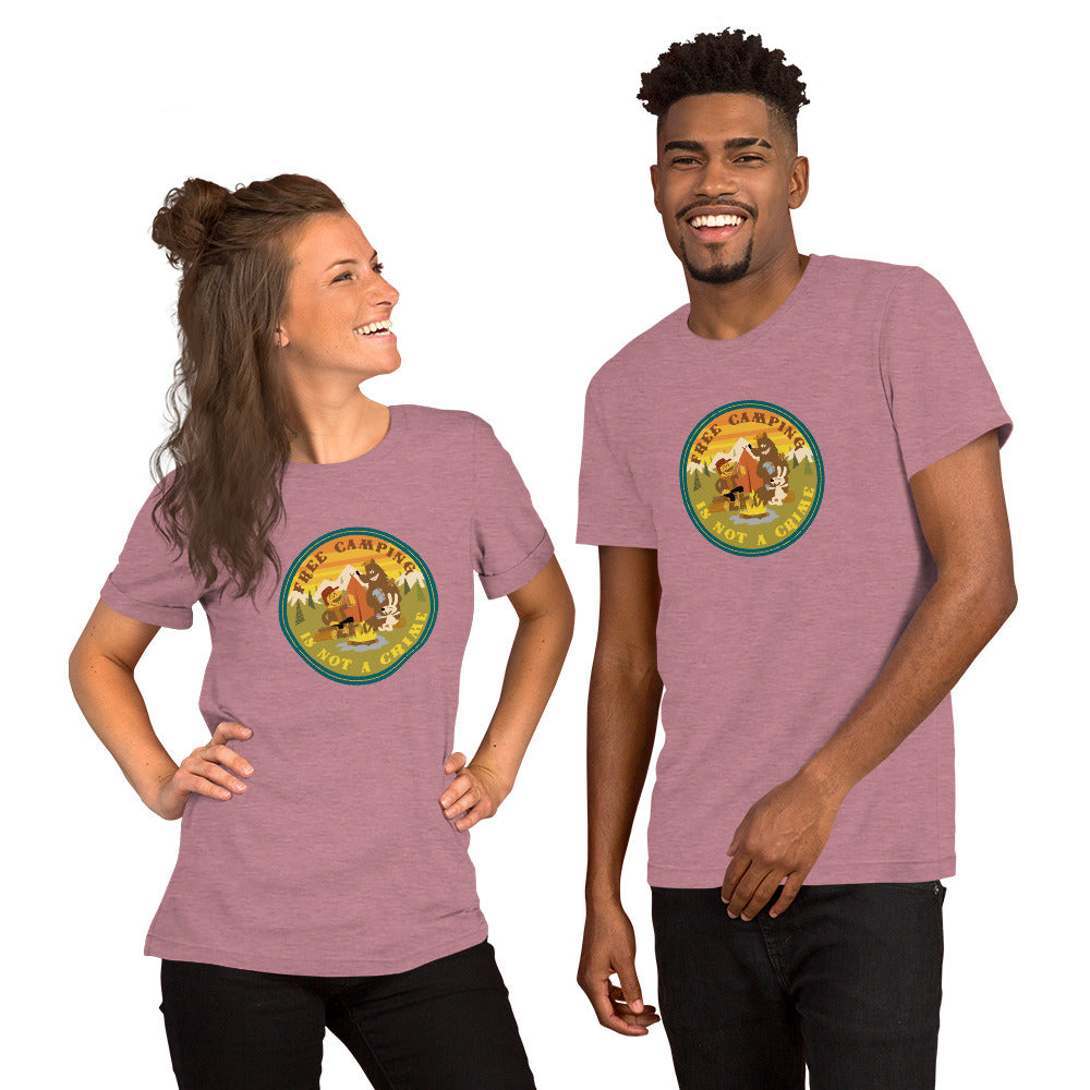 Unisex t-shirt Free camping is not a crime on bright heather colors