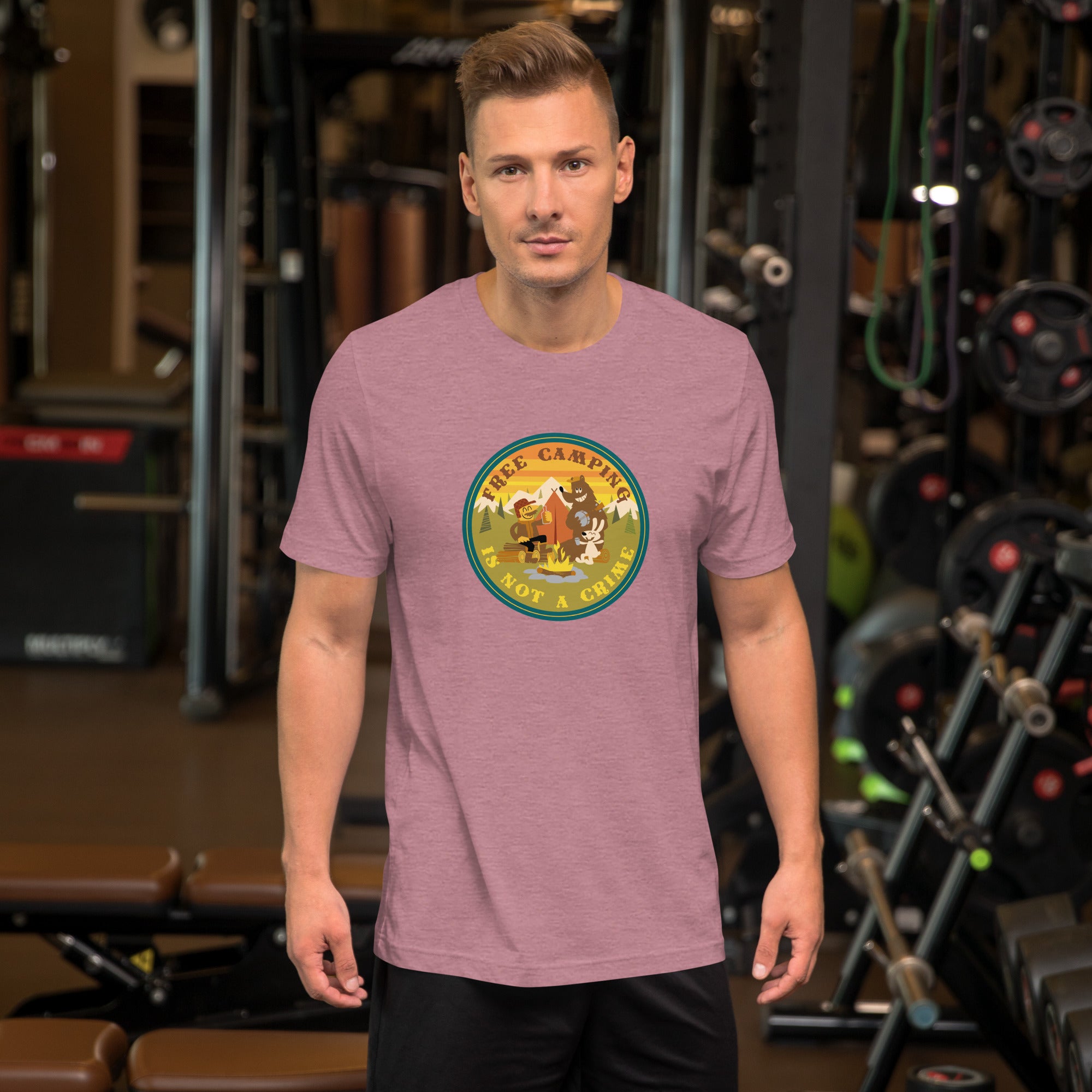 Unisex t-shirt Free camping is not a crime on bright heather colors
