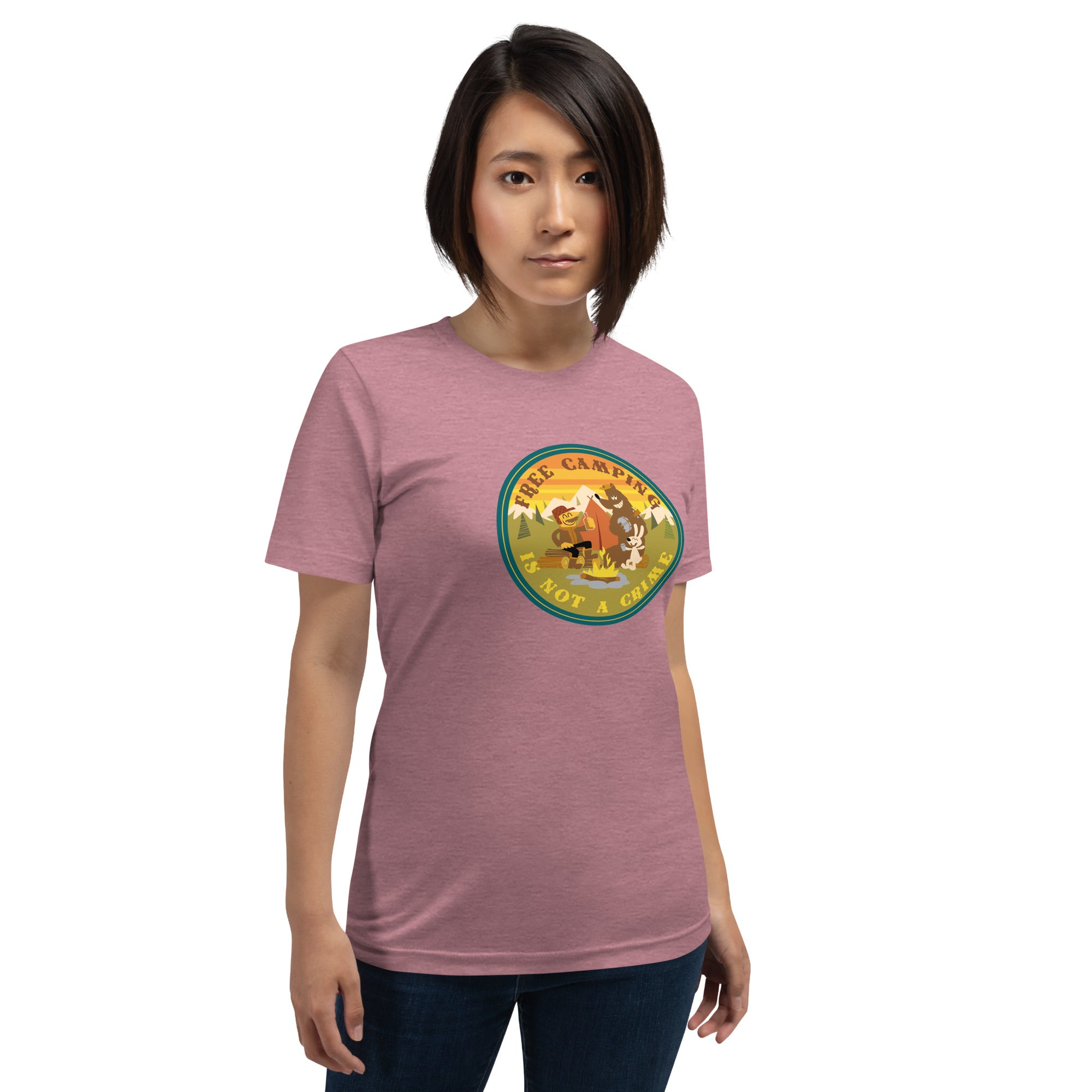 Unisex t-shirt Free camping is not a crime on bright heather colors