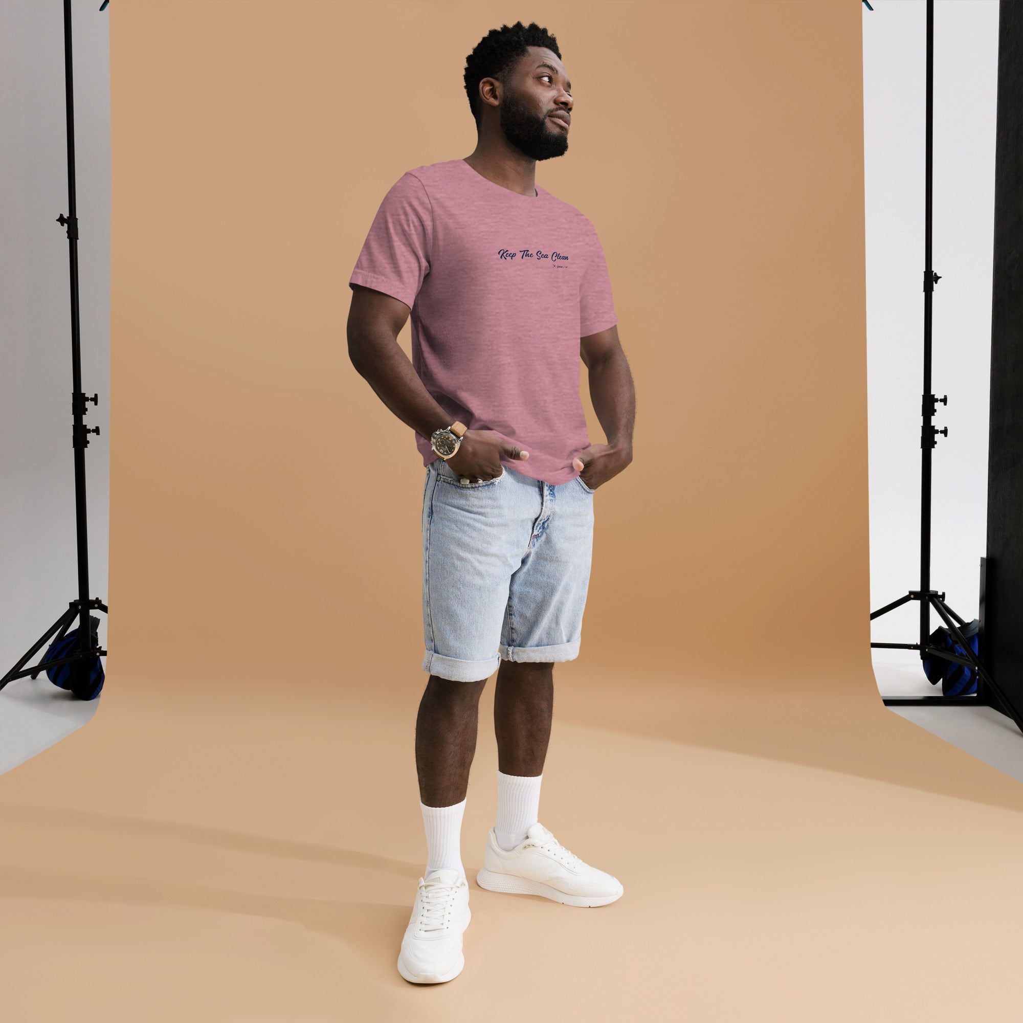 Unisex cotton t-shirt Keep The Sea Clean on bright heather colors