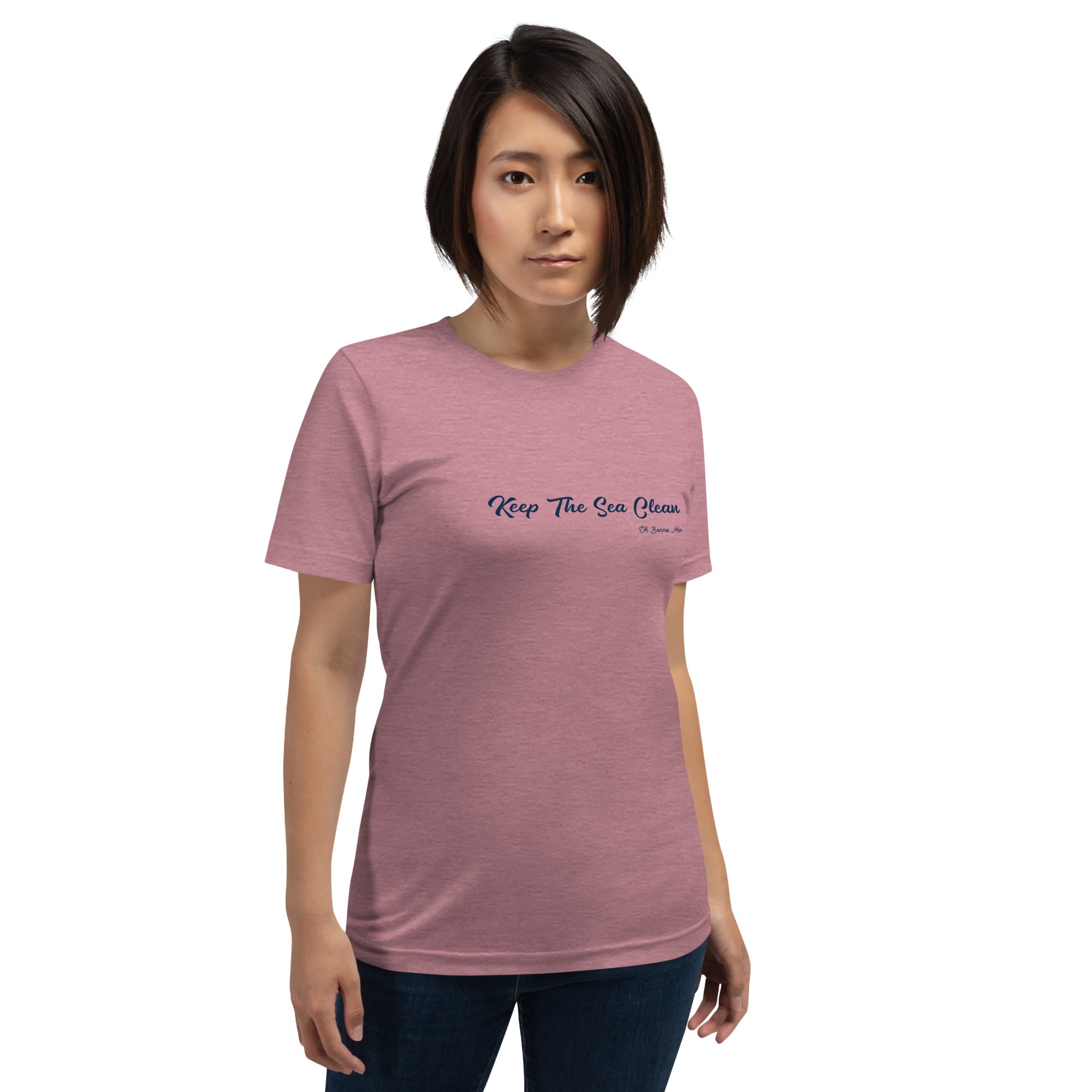 Unisex cotton t-shirt Keep The Sea Clean on bright heather colors
