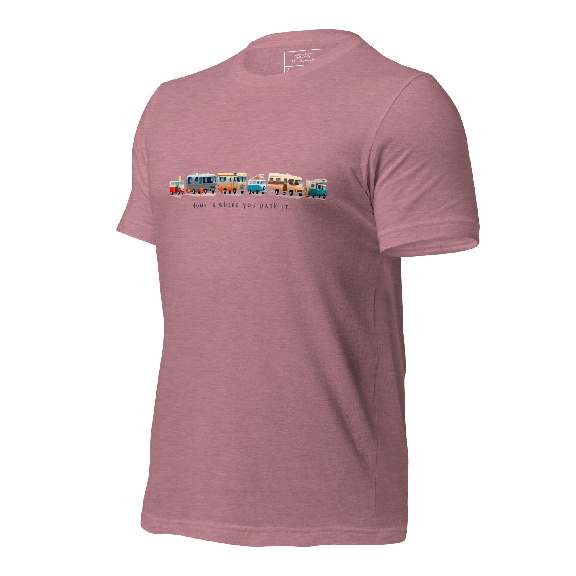 T-shirt en coton unisexe Vintage Campers: Home is where you park it sur couleurs chinées vives