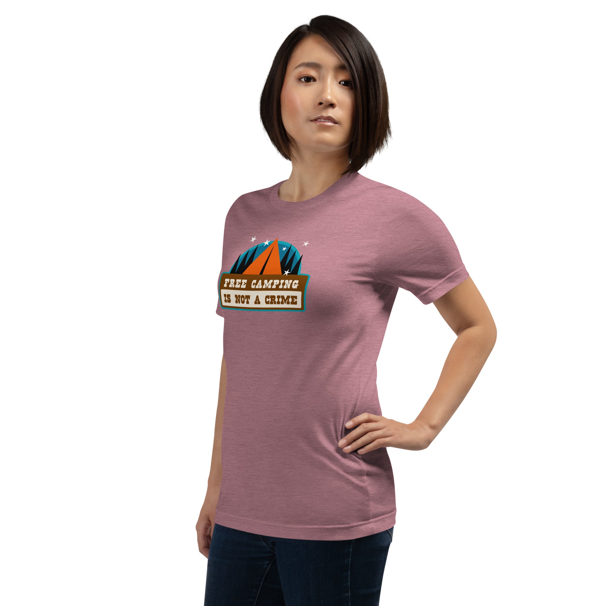 Unisex t-shirt Free camping is not a crime on bright heather colors