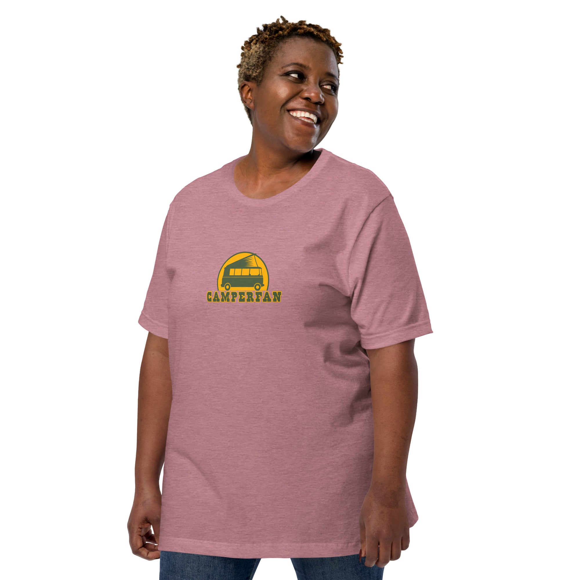 Unisex t-shirt Camperfan on bright heather colors