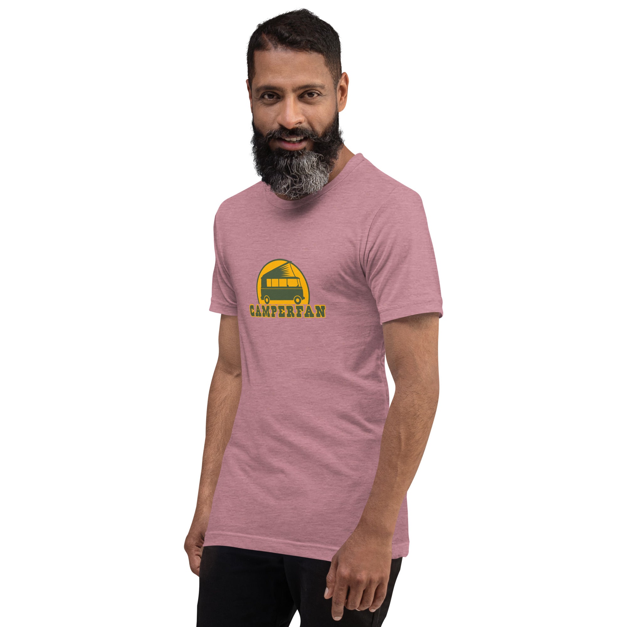 Unisex t-shirt Camperfan on bright heather colors