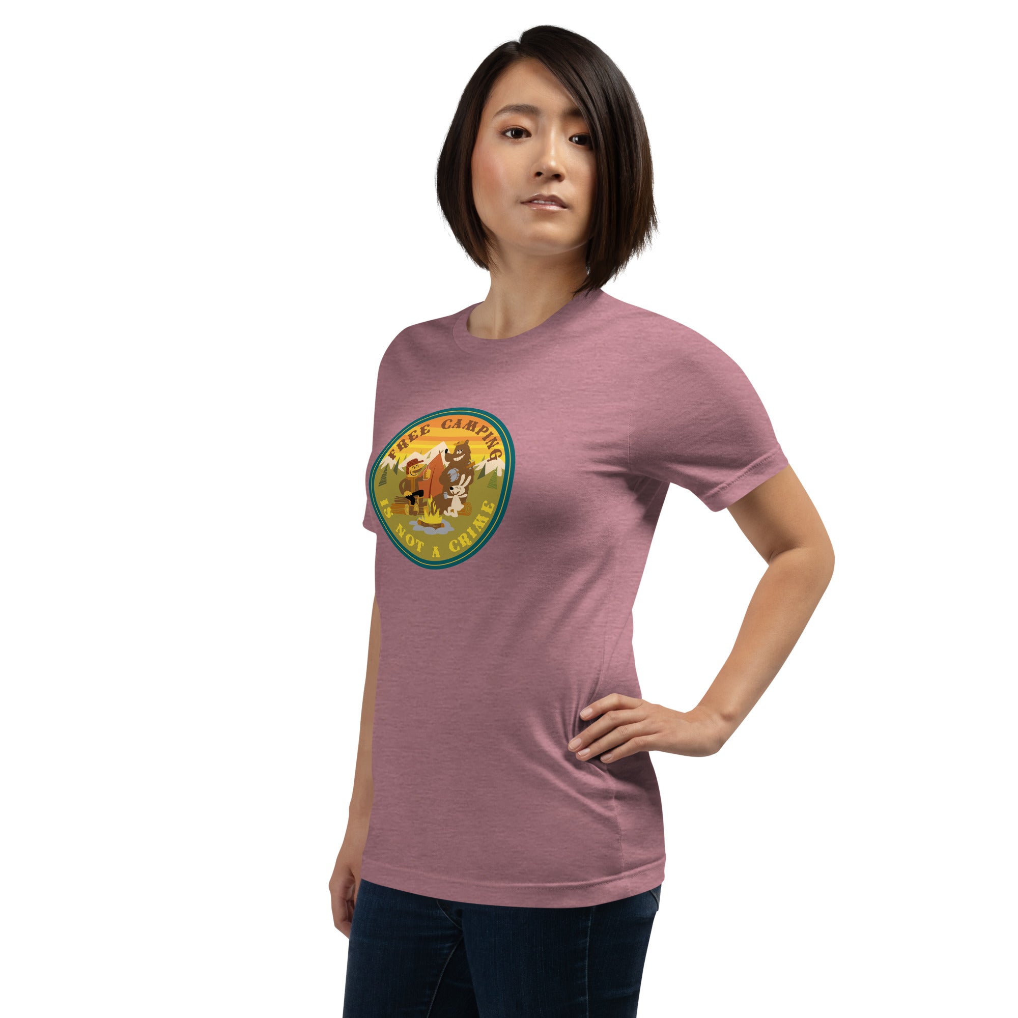 Unisex t-shirt Free camping is not a crime on bright heather colors