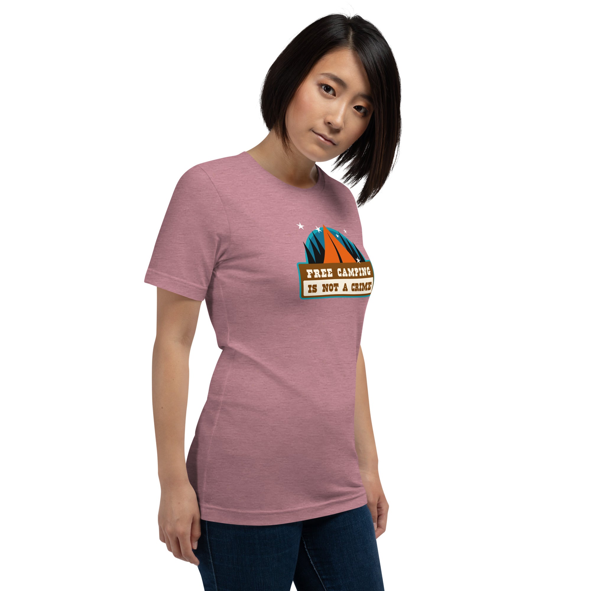 Unisex t-shirt Free camping is not a crime on bright heather colors