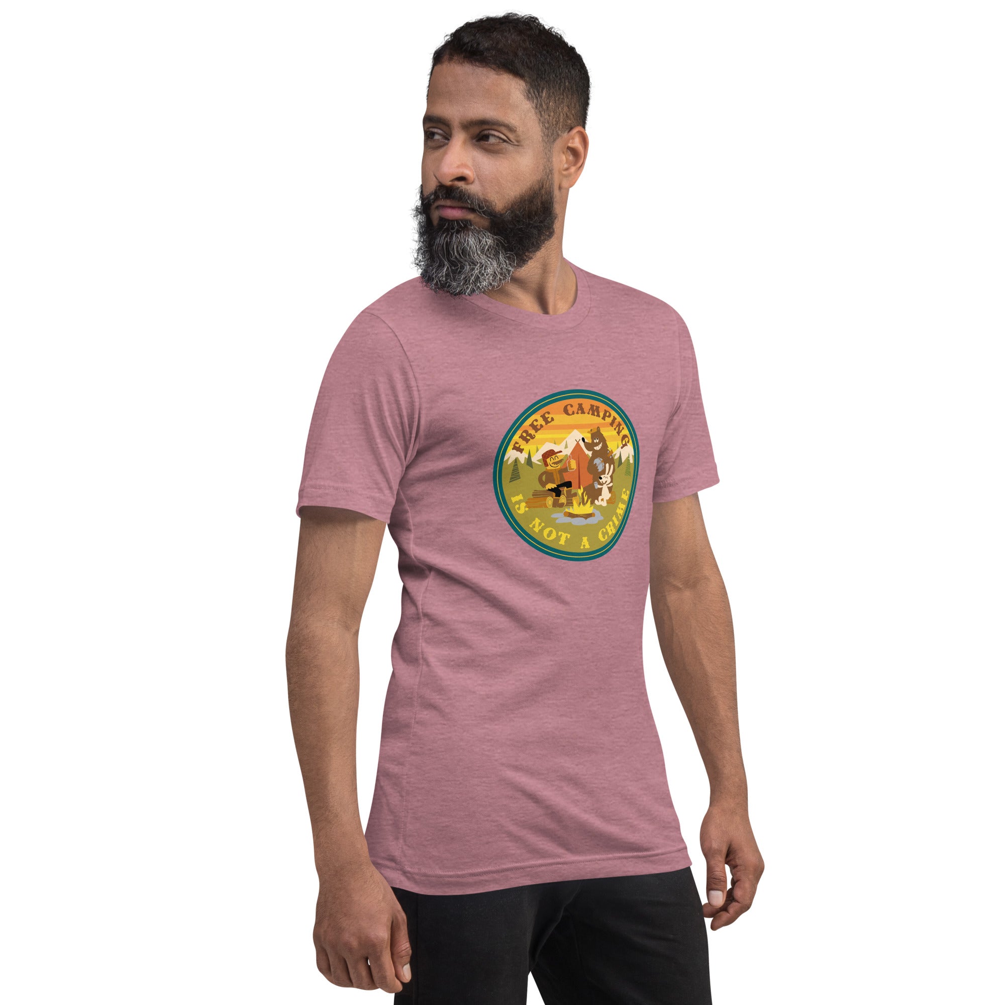 Unisex t-shirt Free camping is not a crime on bright heather colors