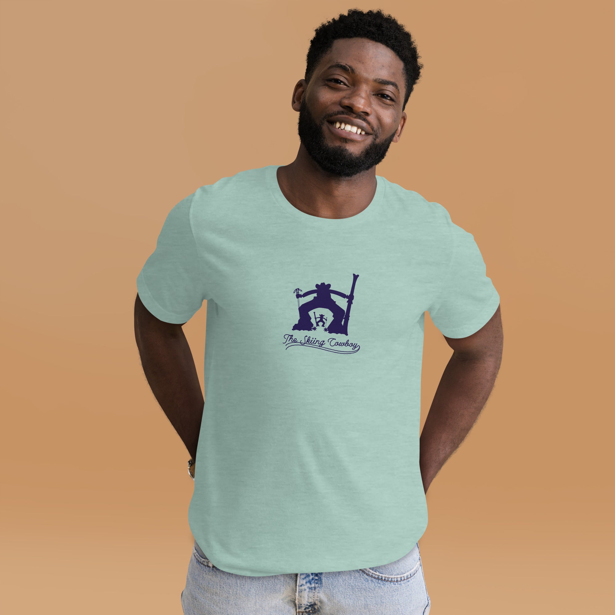 T-shirt en coton unisexe Ski Fight at OK Corral Silhouette sur couleurs chinées claires