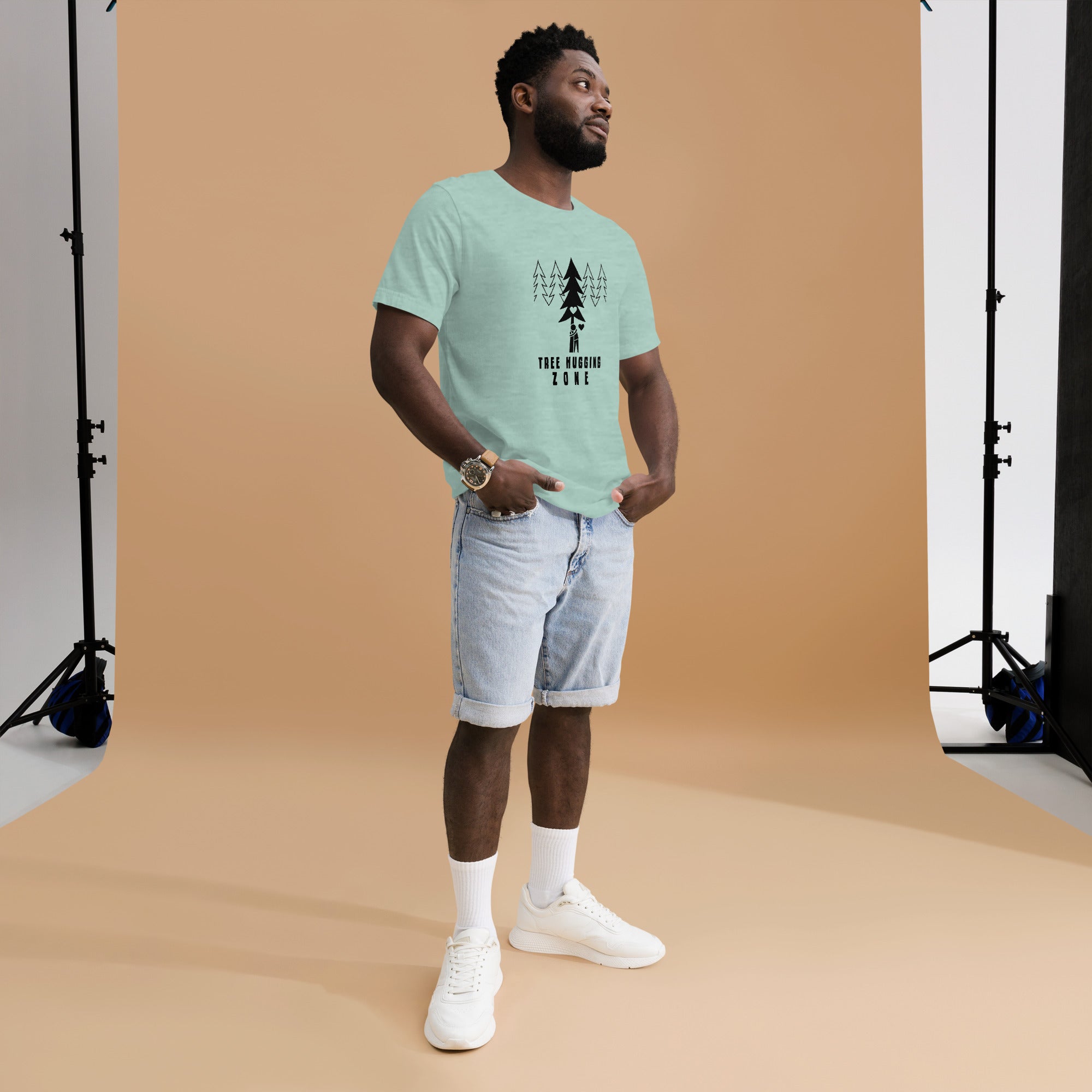 Unisex t-shirt Tree hugging zone on light heather colors